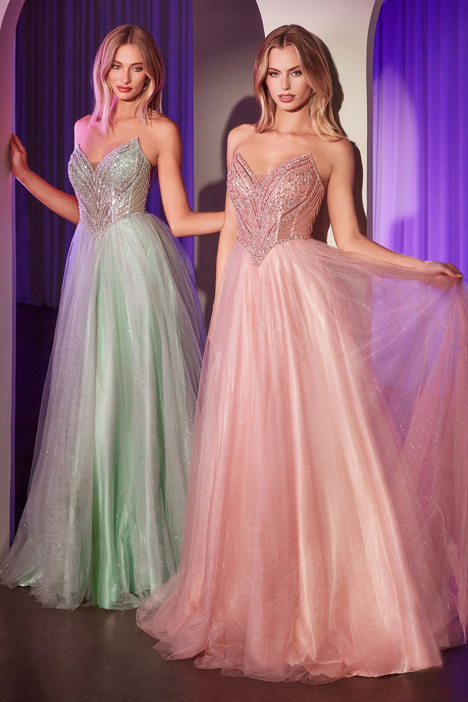Cinderella Divine Beaded Strapless Tulle Ball Gown by Ladivine CC415