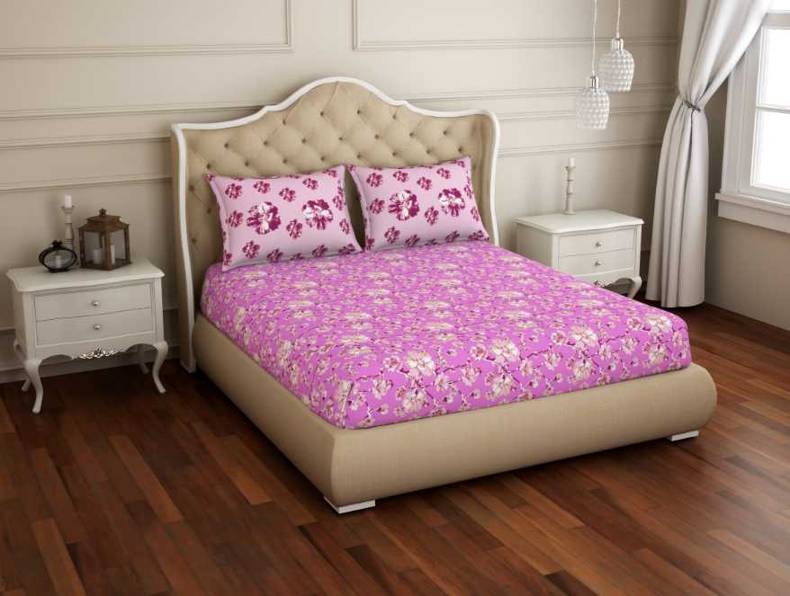 Spaces India Floral Pink 100% Cotton Double Bedsheet - Atrium By Spaces - view 2