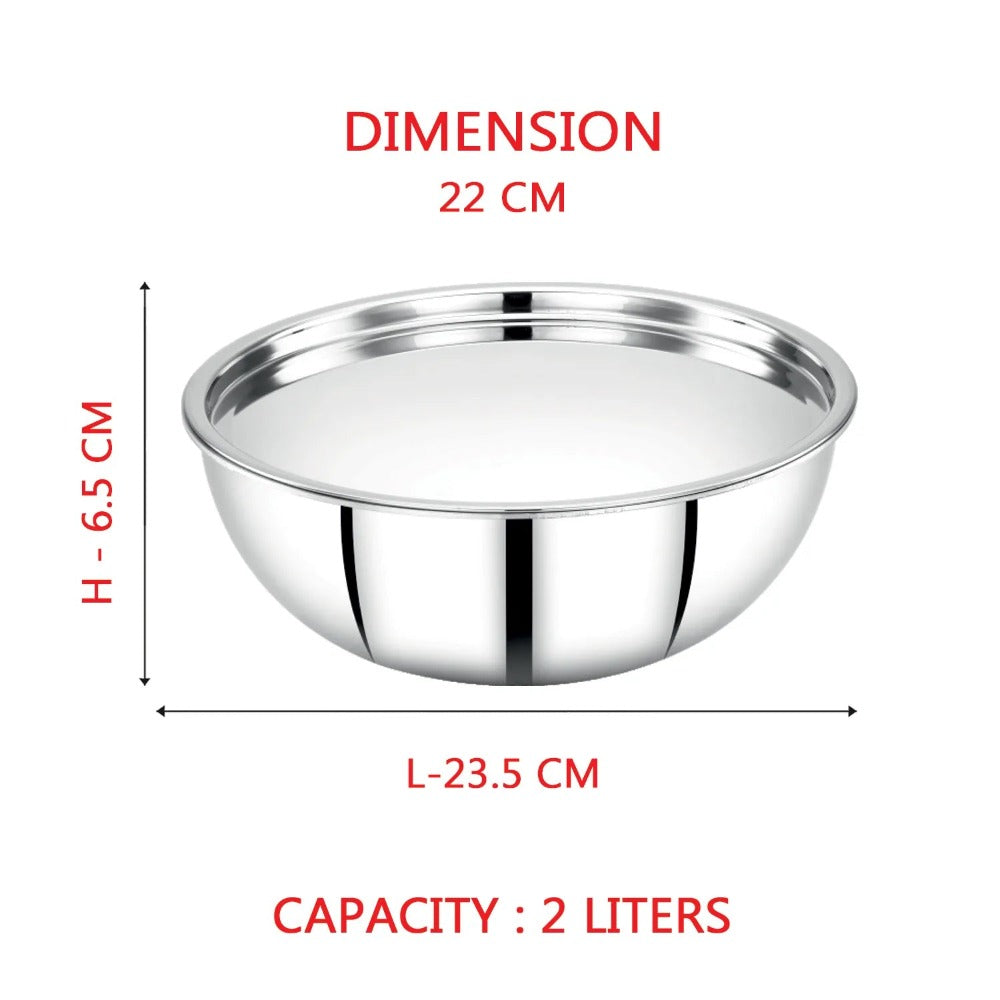 AVIAS Stainless steel Tri-Ply Riara (Tasla 20cm + Tasla 22cm + Frypan 22cm + Tope 14cm + Tope 16cm) | Induction Compatible | Silver | Set of 5 Pcs - view 9