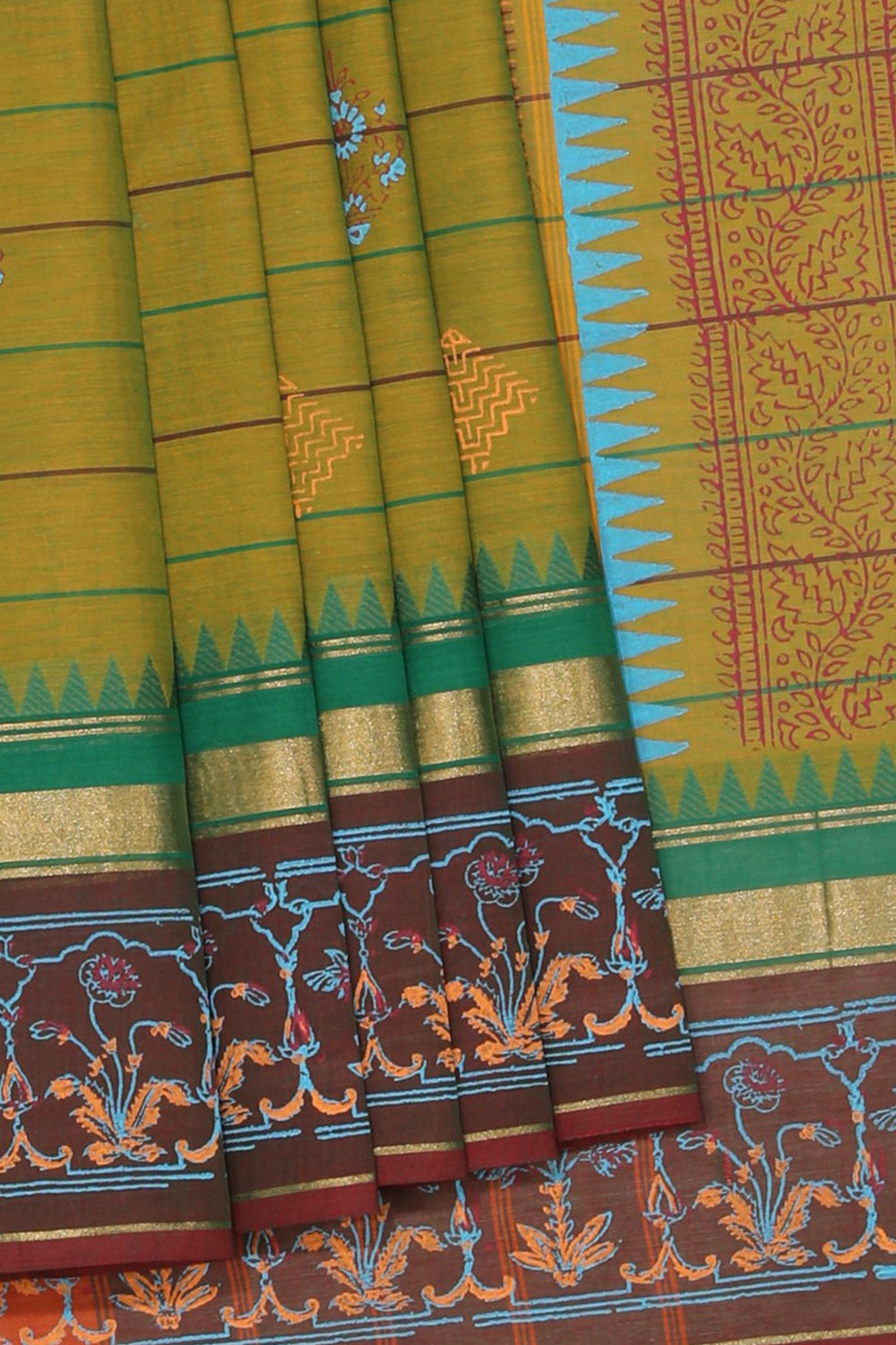 Kalanjali Ethnics Hand block printed cotton saree