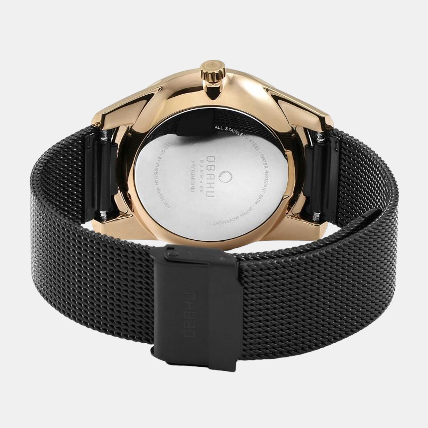 Obaku Flint Night Men Quartz Black Dial Analog Stainless Steel Watch V171GMVBMB - view 2