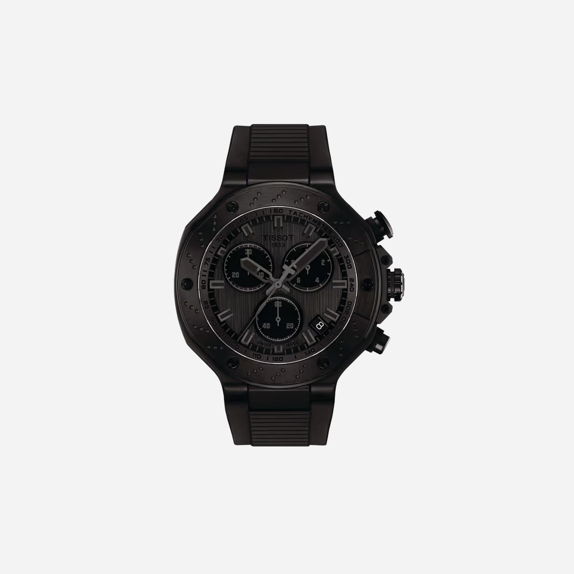 Tissot T-Race Black Silicone Strap Dark Grey Dial 45mm Quartz Chronograph Watch