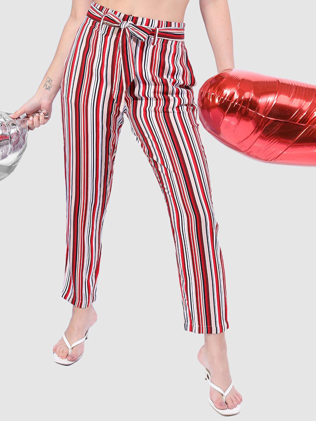 Freehand By The Indian Garage Co Women Striped Tapered Pant