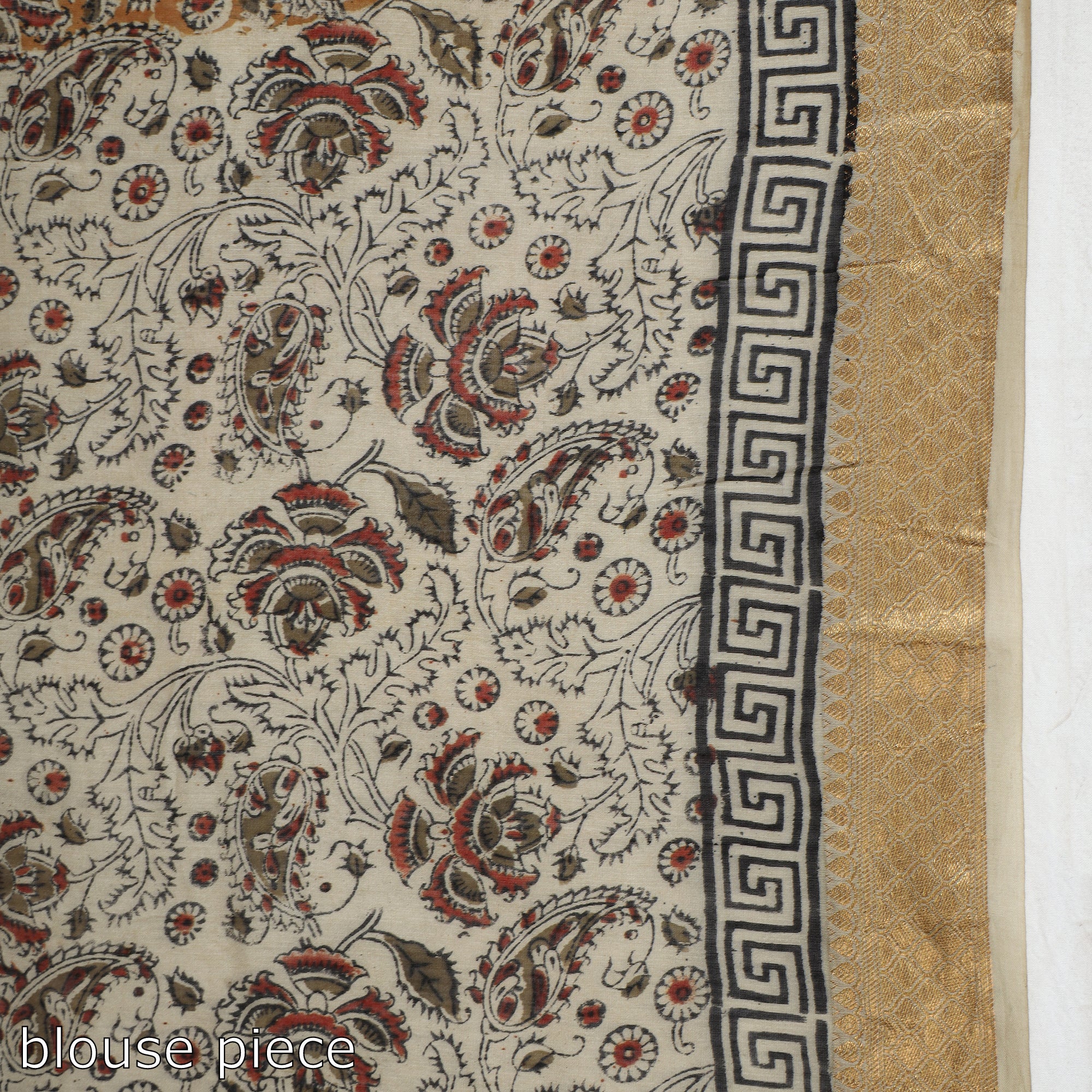 VENKATA BHANU KALAMKARI PEDANA Brown - Original Pedana Kalamkari Block Print Silk Saree - view 7