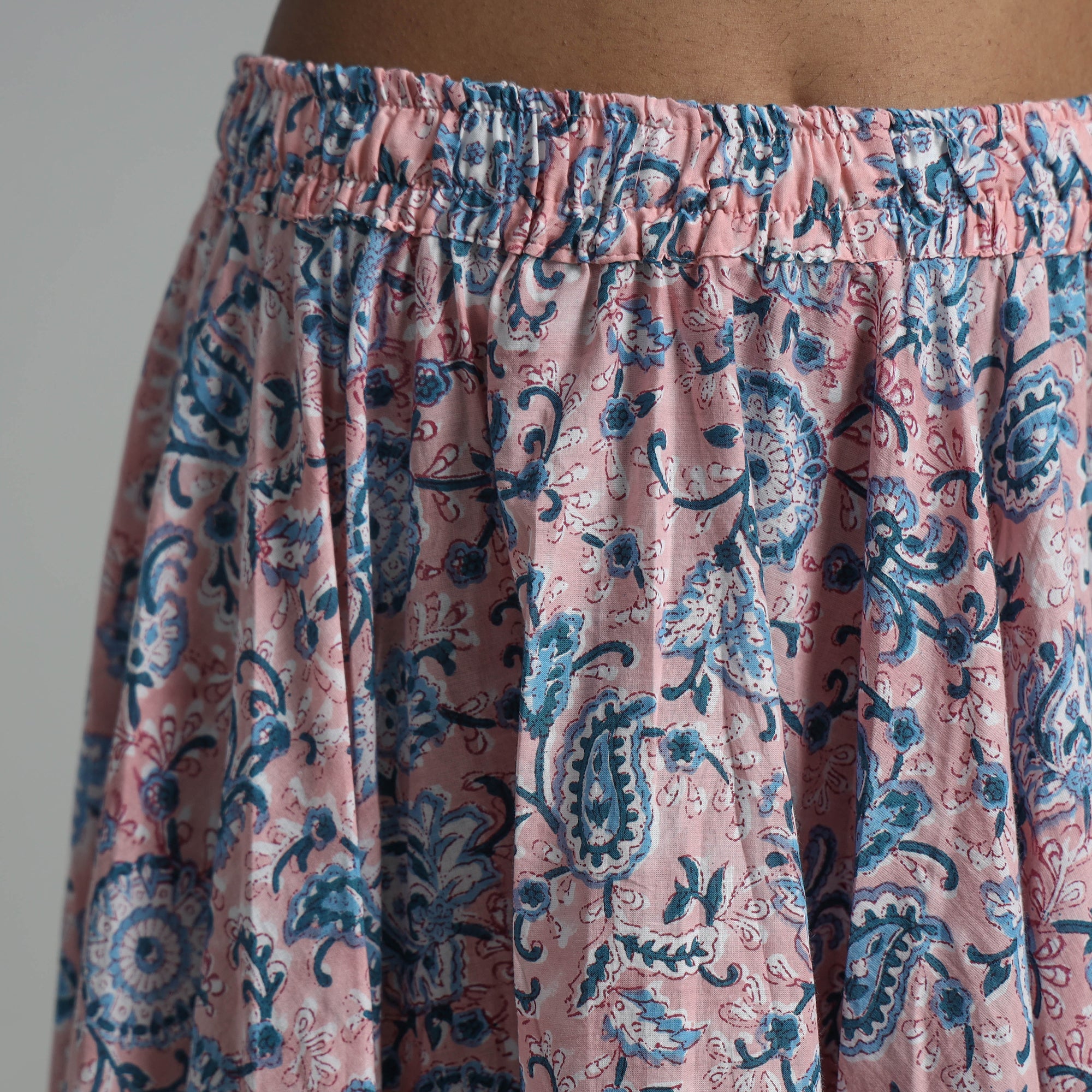 NOORI BAZAR Pink - Sanganeri Block Print Cotton Long Skirt 10 - view 5