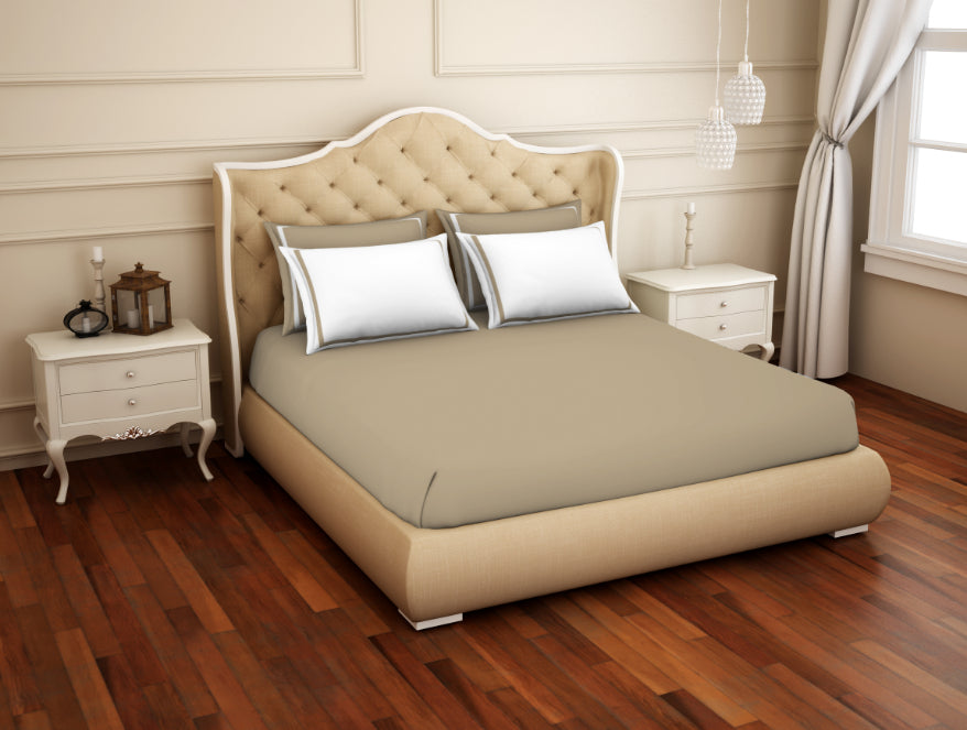 Spaces India Solid Taupe - Brown 100% Cotton King Size Bedsheet - Hygro By Spaces