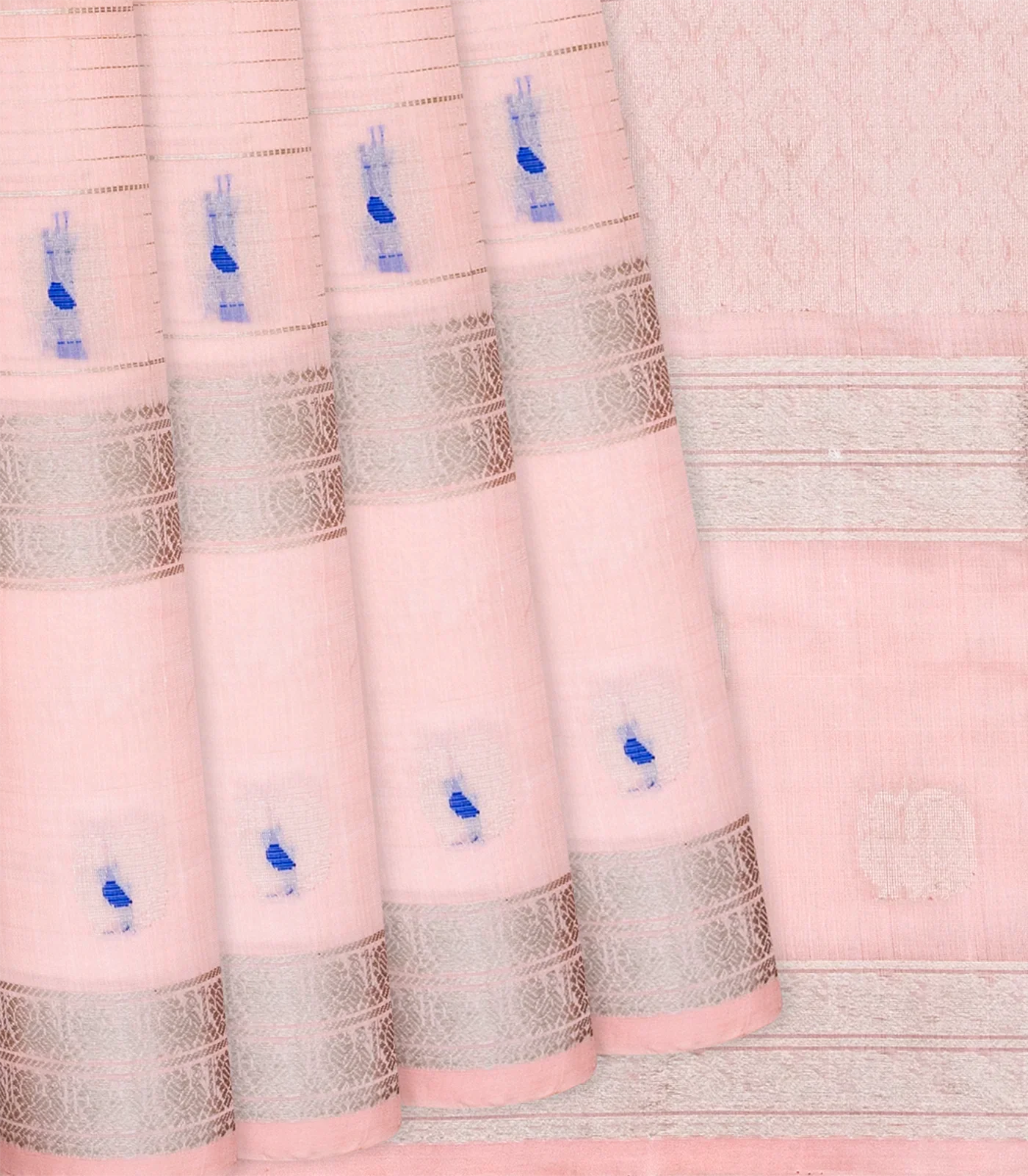 RmKV Light Peach Handloom Chirala Soft Silk Saree With Annam Motifs-Light Peach