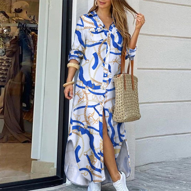 Women Elegant Casual Long Sleeve Maxi Dress ..