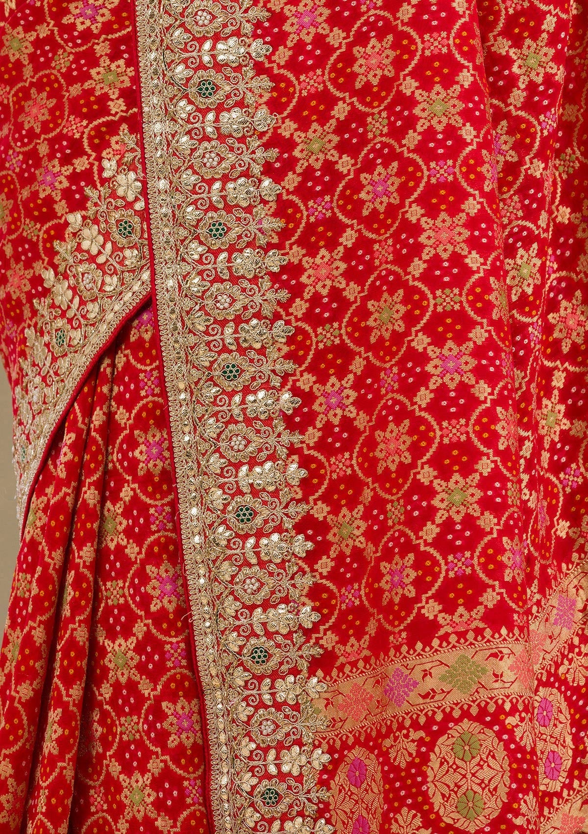 Koskii Red Gotapatti Chiffon Saree – Women's - view 6