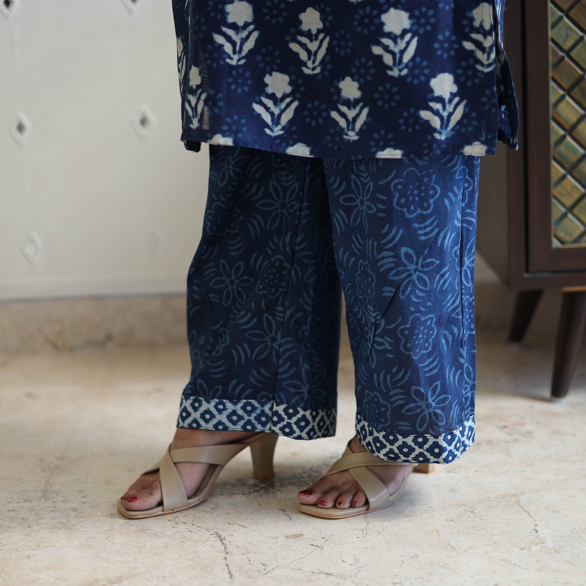 ITOKRI CASUALS Blue - Chanderi Silk Indigo Bagru Block Print Kurta Set 04 - view 7
