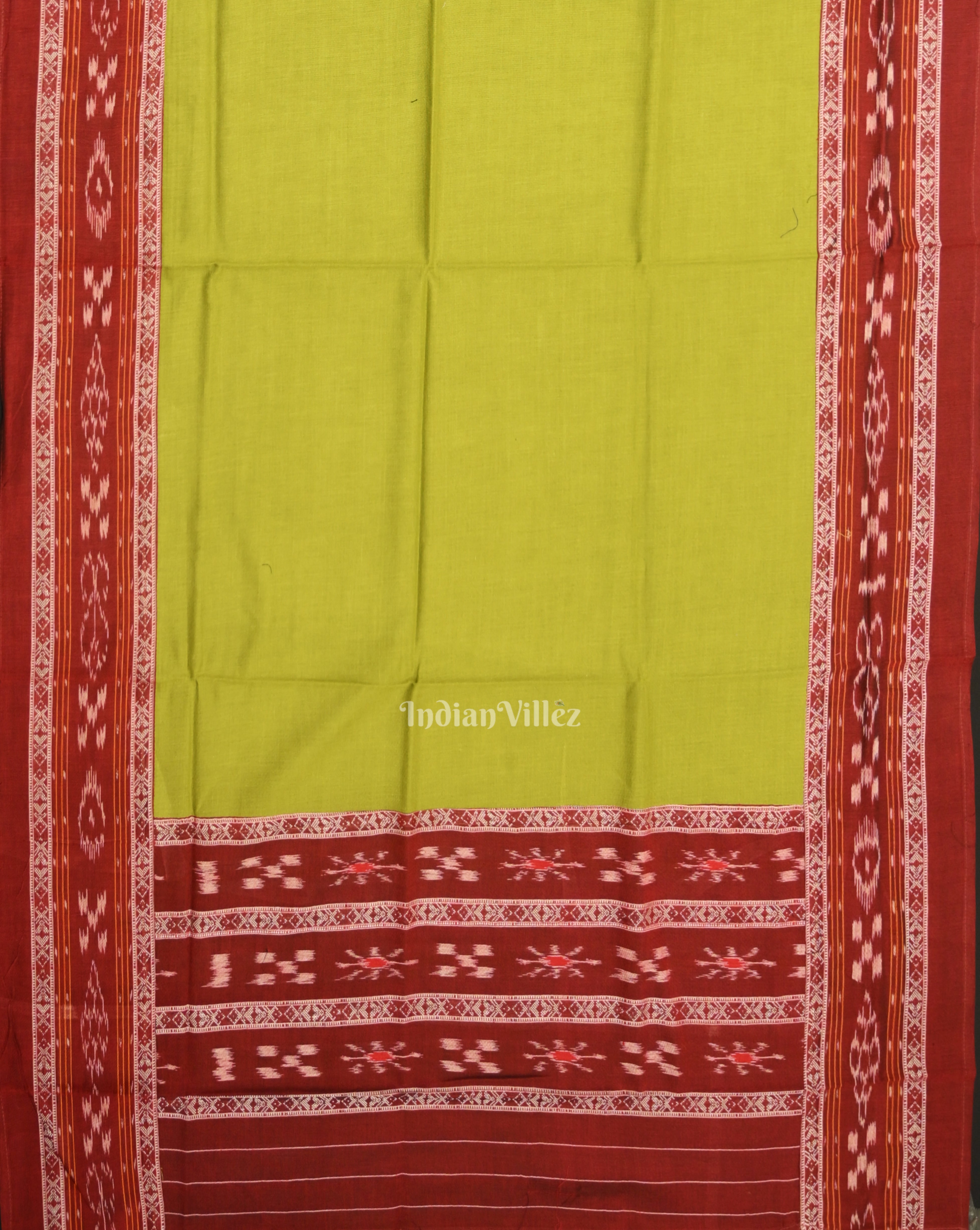 IndianVillèz Red Green Pasapali Sambalpuri Cotton Dress set with Dupatta - view 3