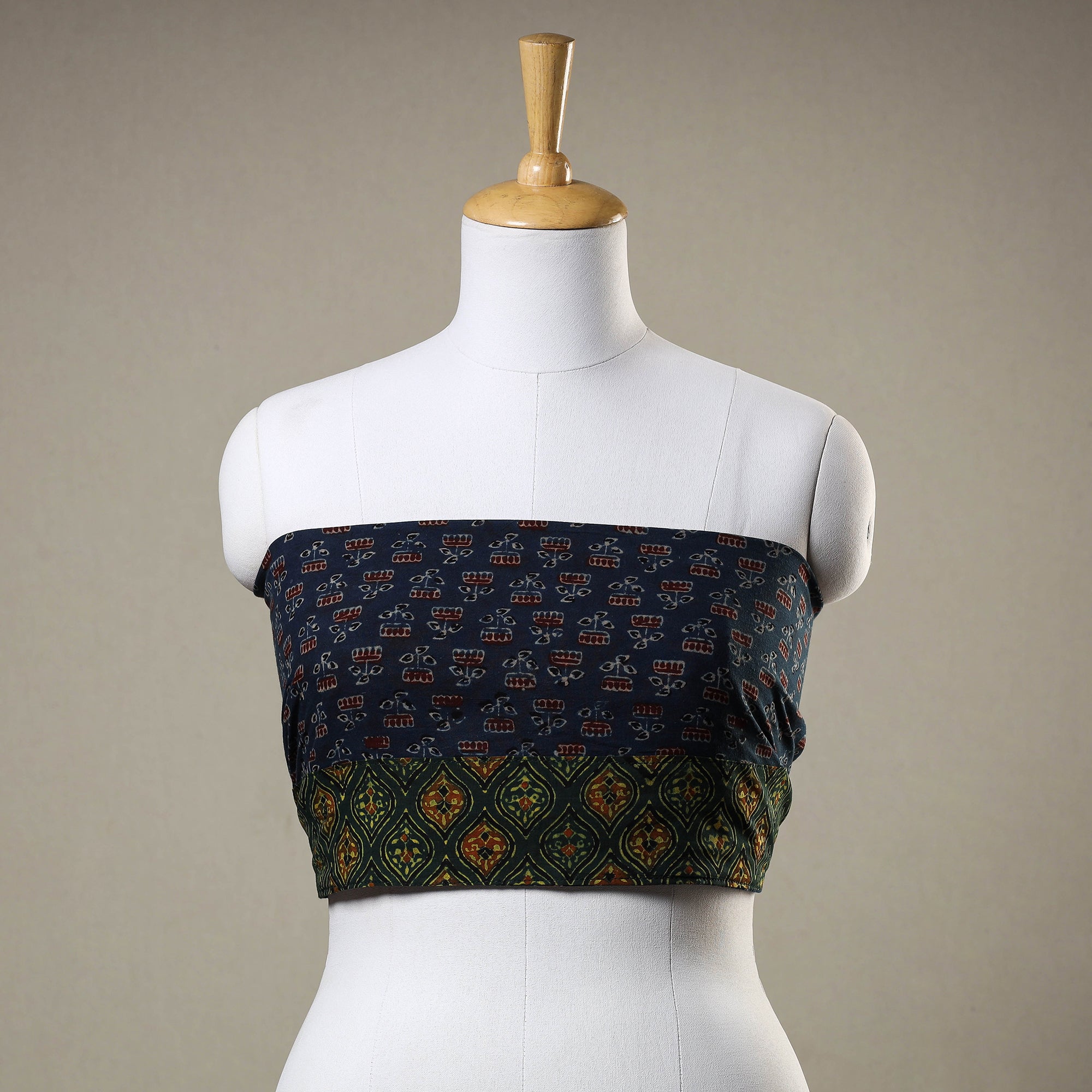 NOORI BAZAR Blue - Ajrakh Block Printed Cotton Blouse Piece