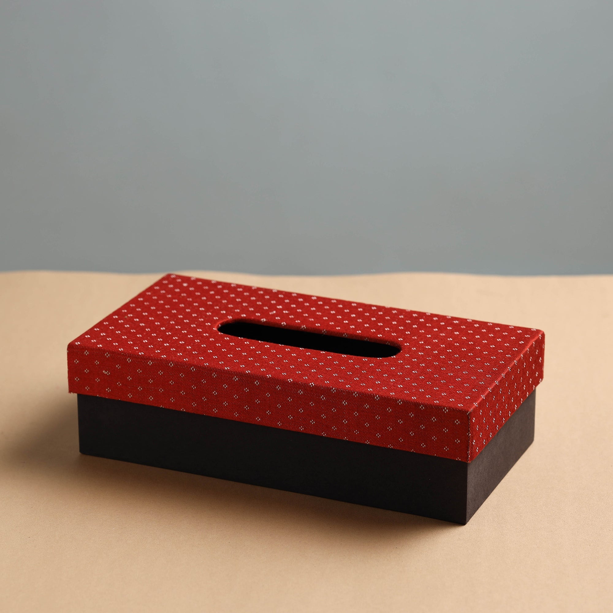 ITOKRI CRAFTS INITIATIVE Black - Mashru Silk Fabric Handmade Tissue Box