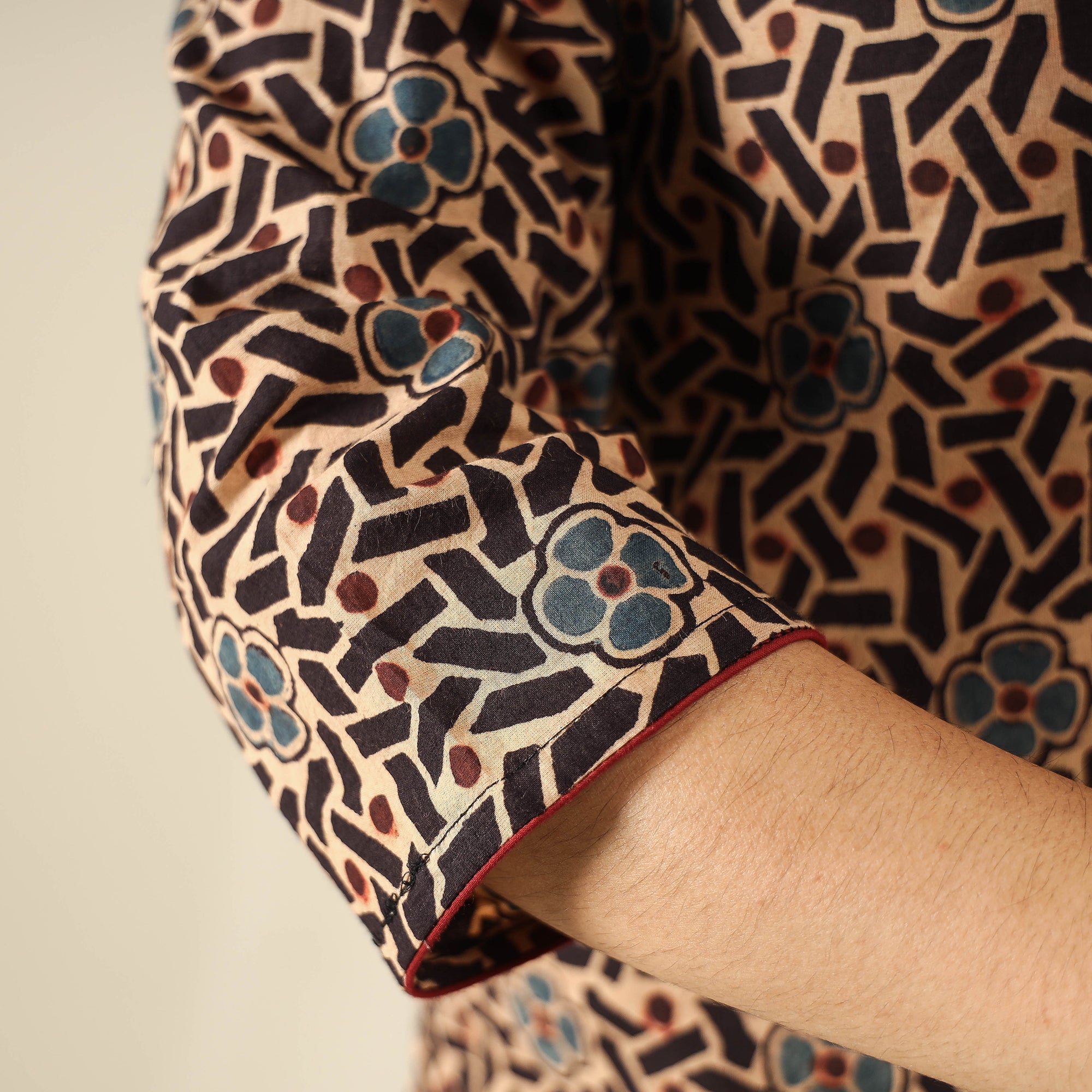 ITOKRI CASUALS Brown - Ajrakh Block Printed Cotton Long A-Line Kurta - view 5