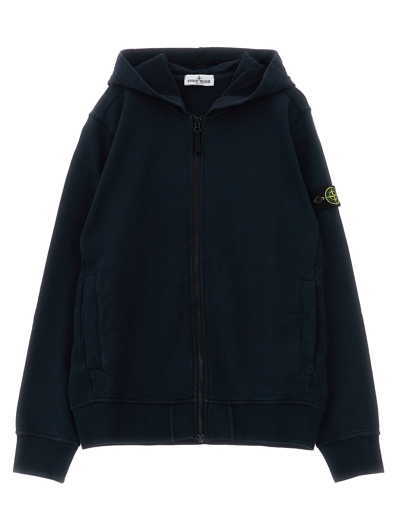 Stone Island Junior Logo Badge Hoodie – 100% cotton