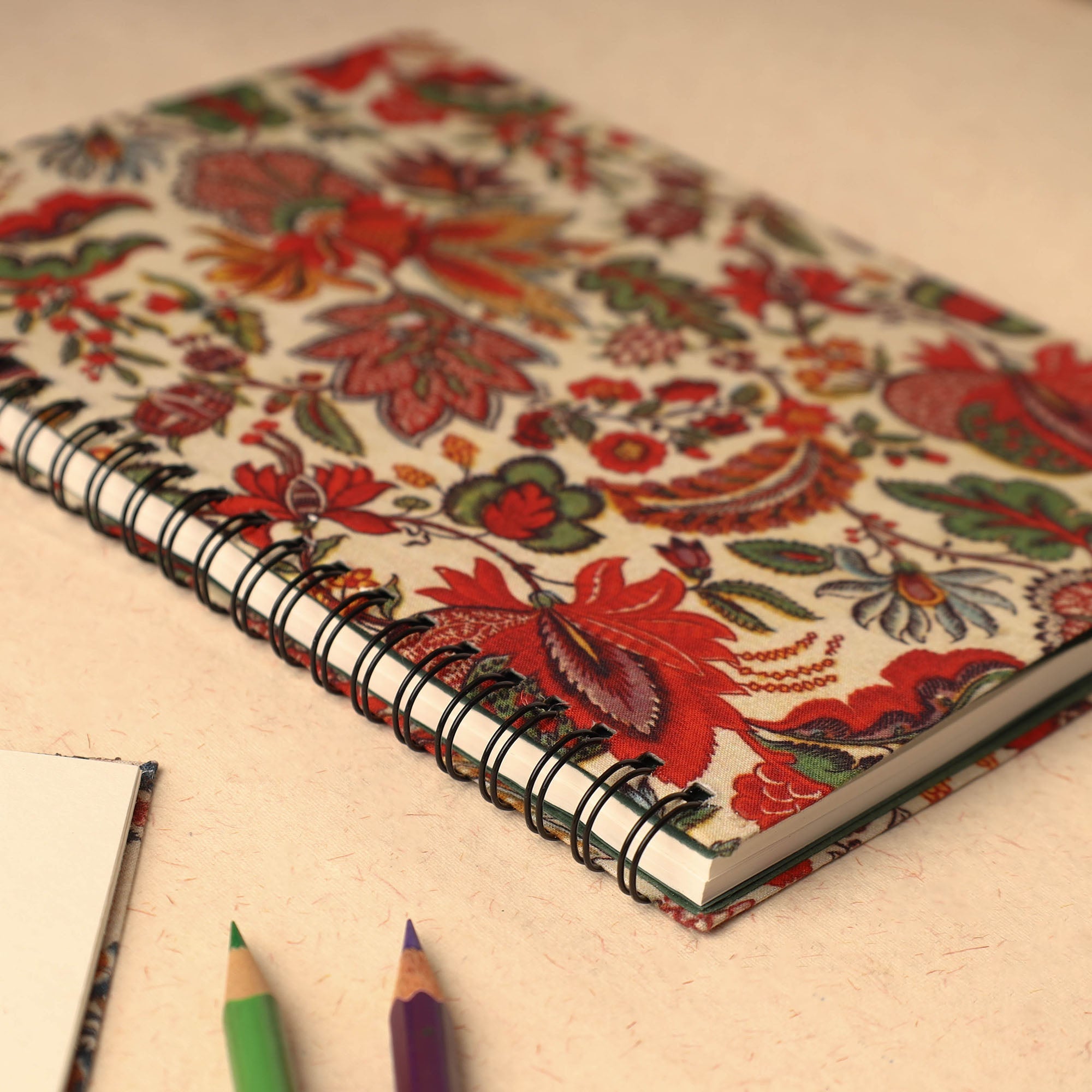 SUKRITI INPRINT Beige - Floral Printed Handcrafted Spiral Notebook (8 x 6 in) 04 - view 2