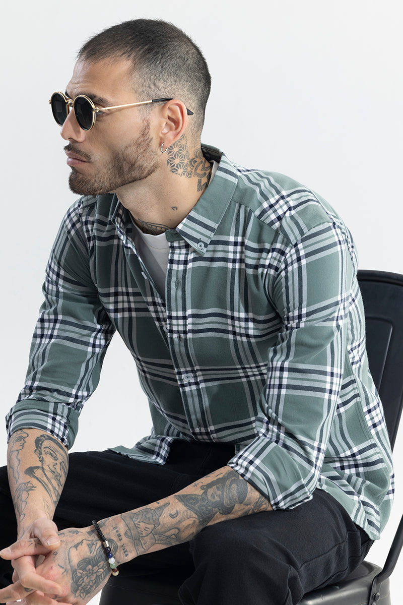 SNITCH Boldsquare Sage Green Checks Shirt - view 3