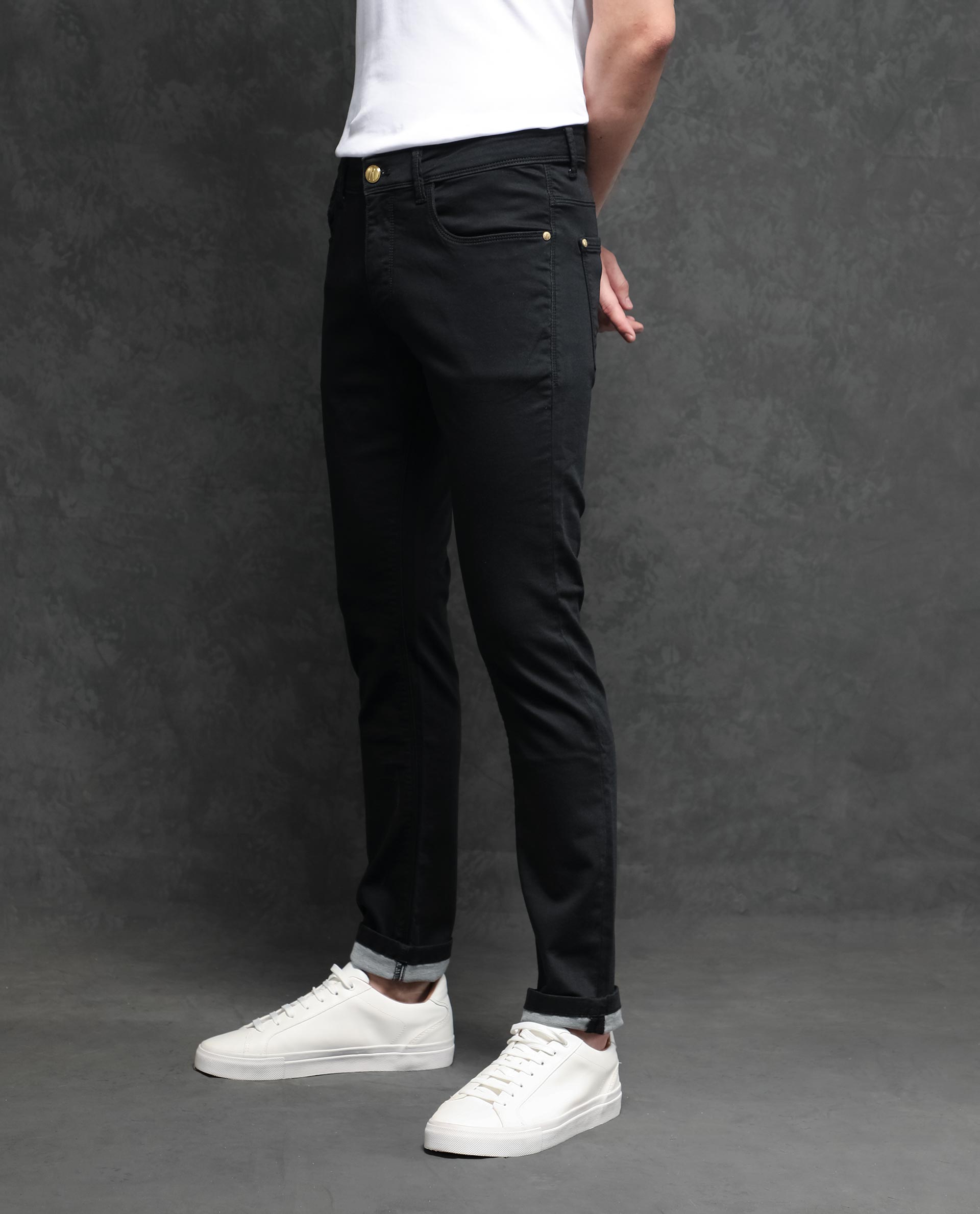 Rare Rabbit Men's Satinx Black Rinse Wash Mid-Rise Slim Fit Jeans - view 6