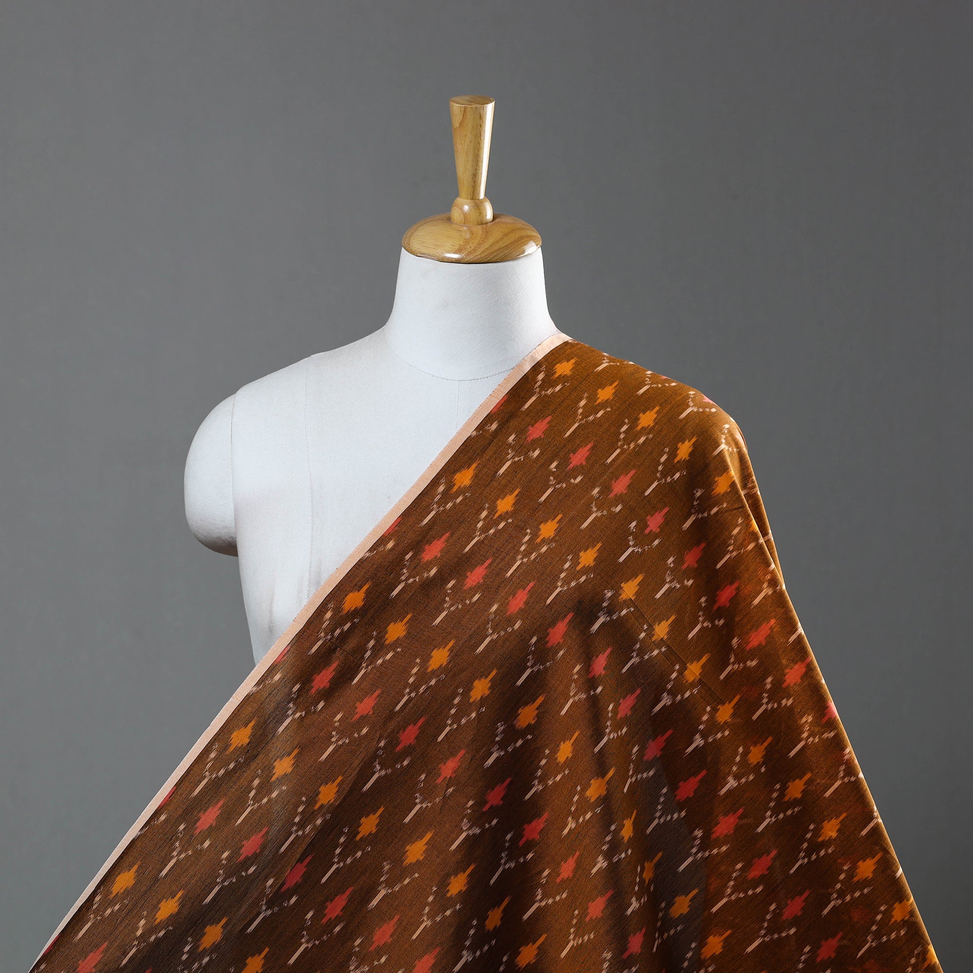 SOUTH KARGHA Brown - Mercerised Cotton Pochampally Ikat Fabric 17