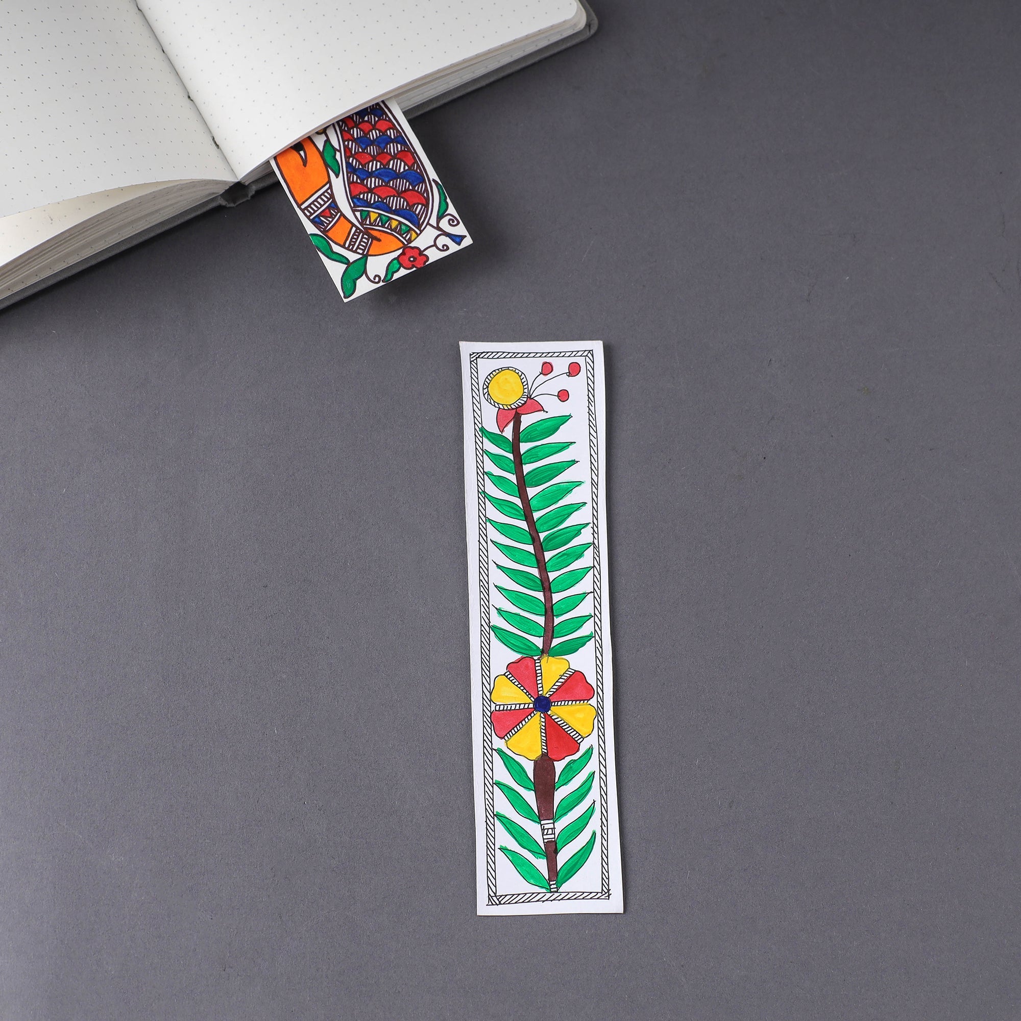 ITOKRI CRAFTS INITIATIVE Assorted - Madhubani Handpainted Bookmark (7.5 x 2 in)