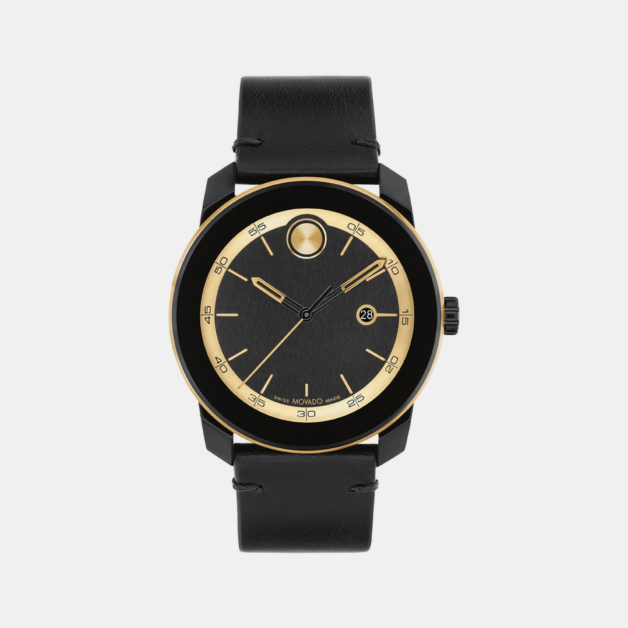 Movado Bold Men Quartz Black Dial Analog Leather Watch 3601130