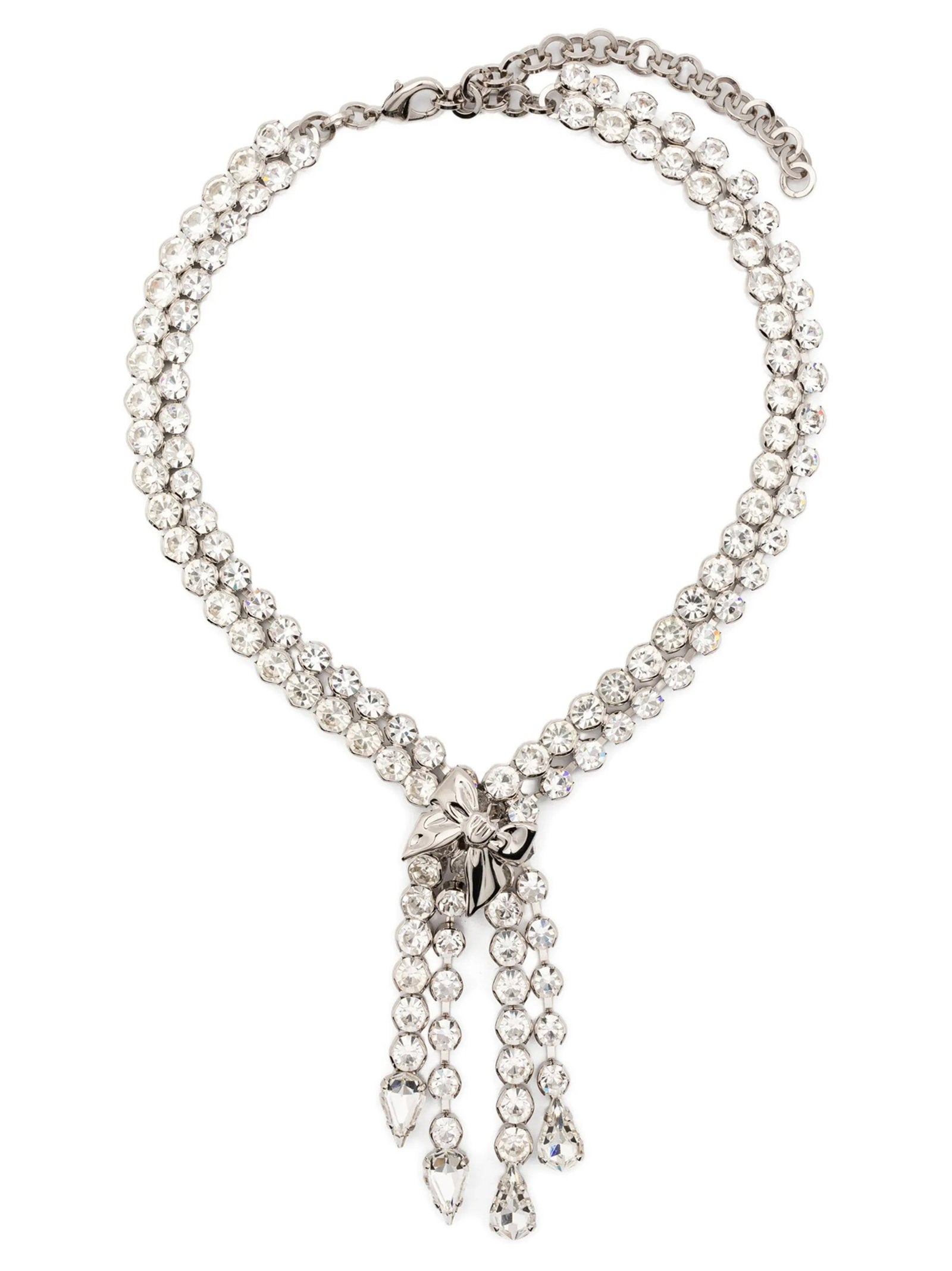 Alessandra Rich Bow Crystals Necklace – 70% glass, 30% brass