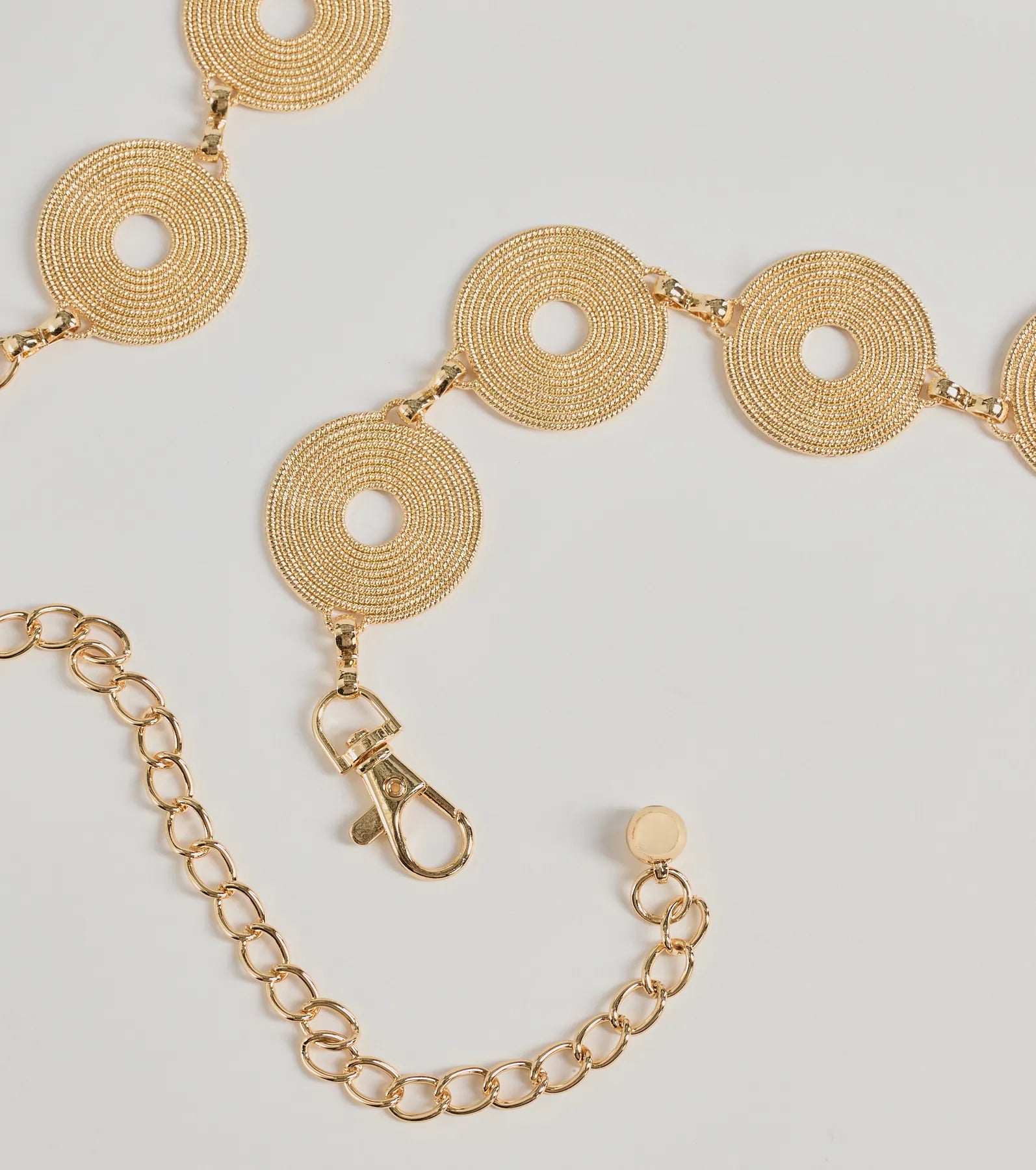 Windsor Boho Chic Textured Disc Chain Metal Belt - view 2