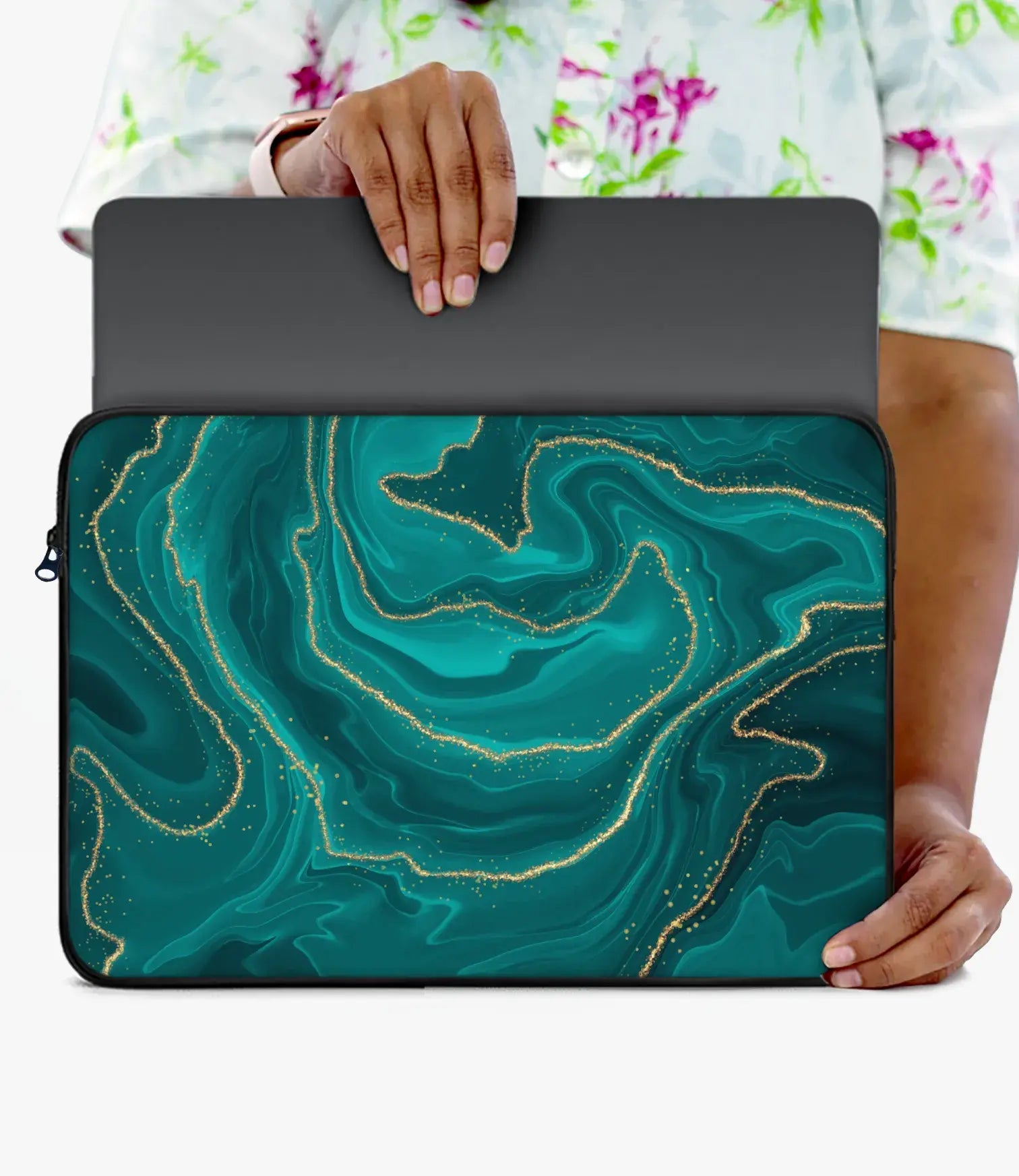The Case Company Turquoise Marble Laptop Sleeve - view 3