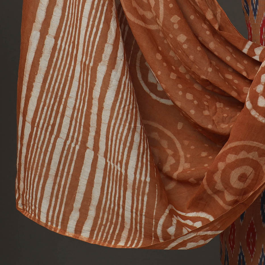 NOORI BAZAR Brown - 2pc Pochampally Central Asian Ikat Cotton Handloom Kurta with Bagru Dupatta 15 - view 4