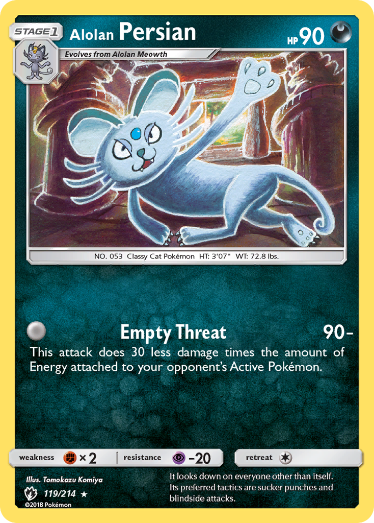 Rare sm8-119 non-holo – Pokémon Alolan Persian - 119/214 - Rare [sm8-119] [Non-Holo] - Alolan Persian - 119/214 - Rare