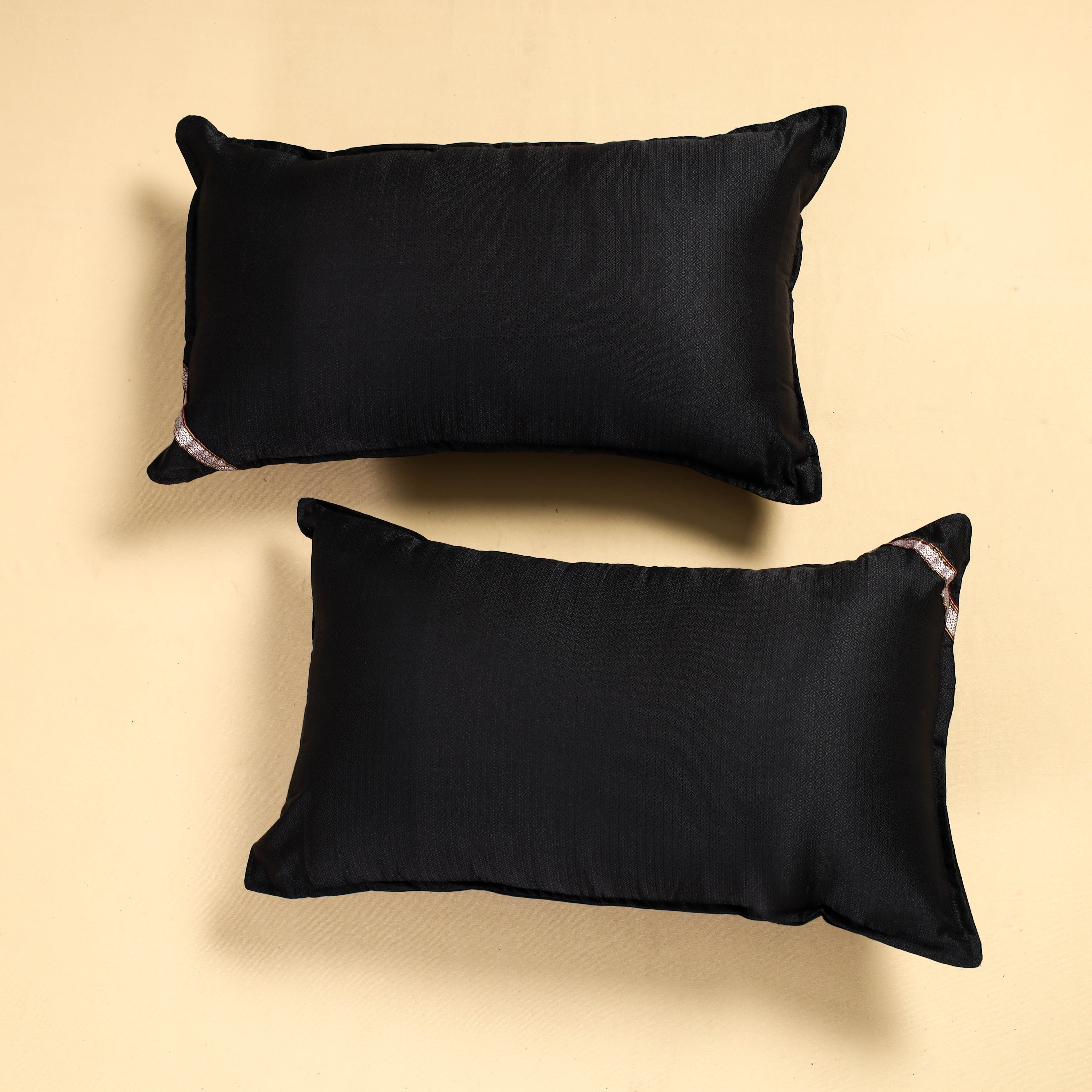 NOORI BAZAR Black - Khun Weave Cotton Pillow Covers (Set of 2)