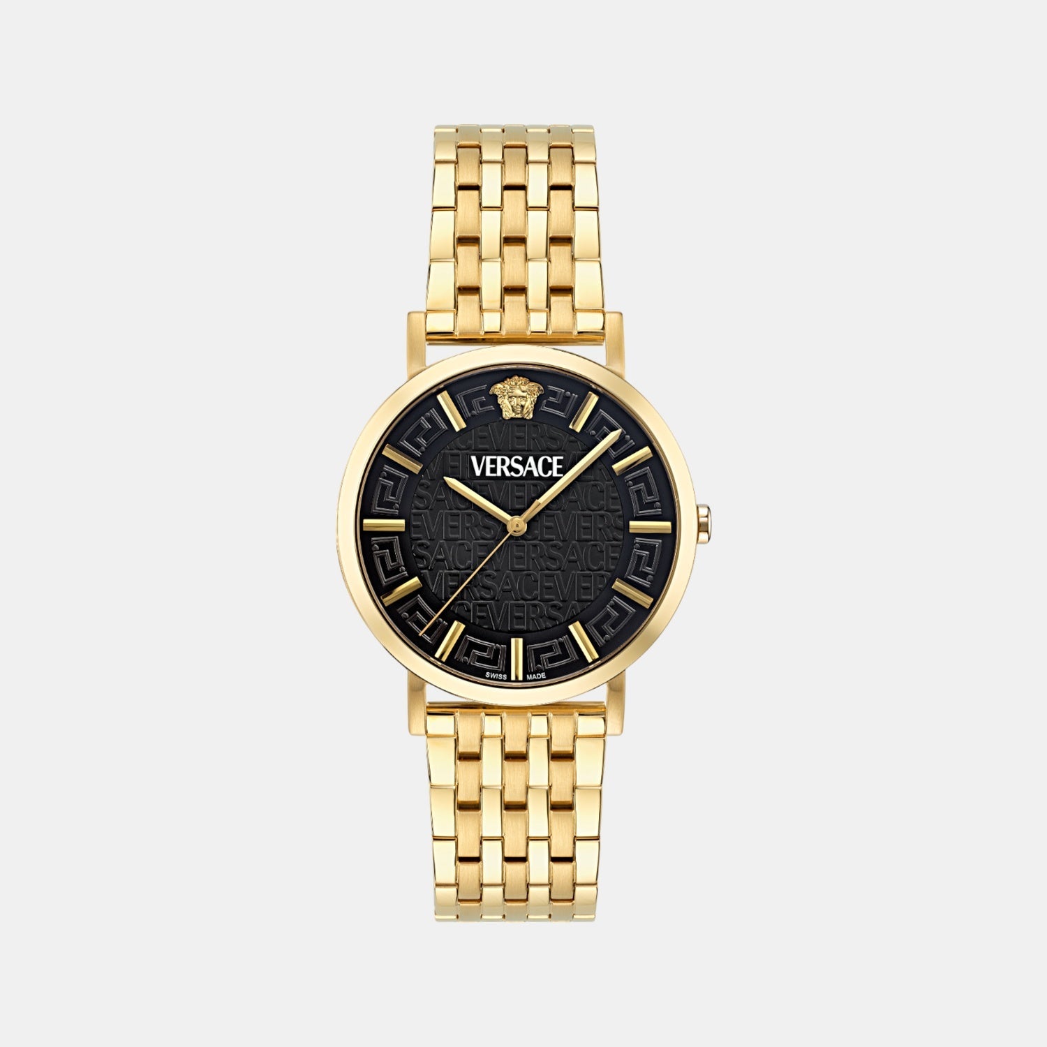 Versace Greca Slim Men Quartz Black Dial Analog Stainless Steel Watch VE8Q00524