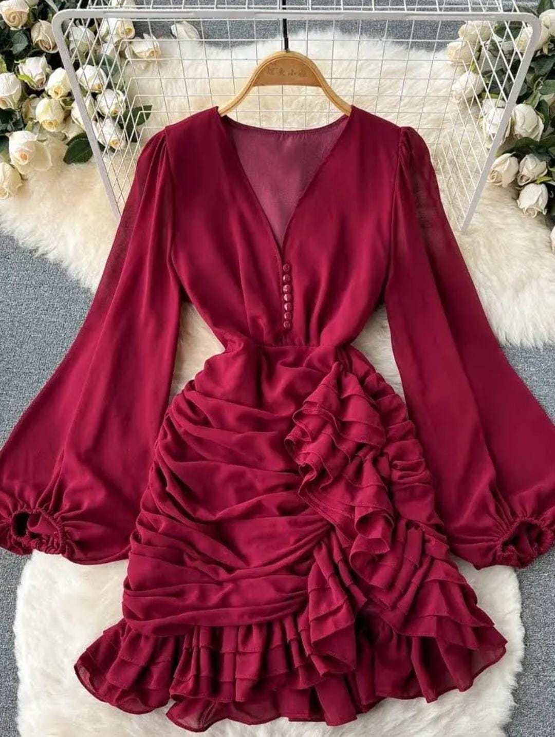 Alamode By Akanksha Oriana Statement Dress – Maroon - view 2