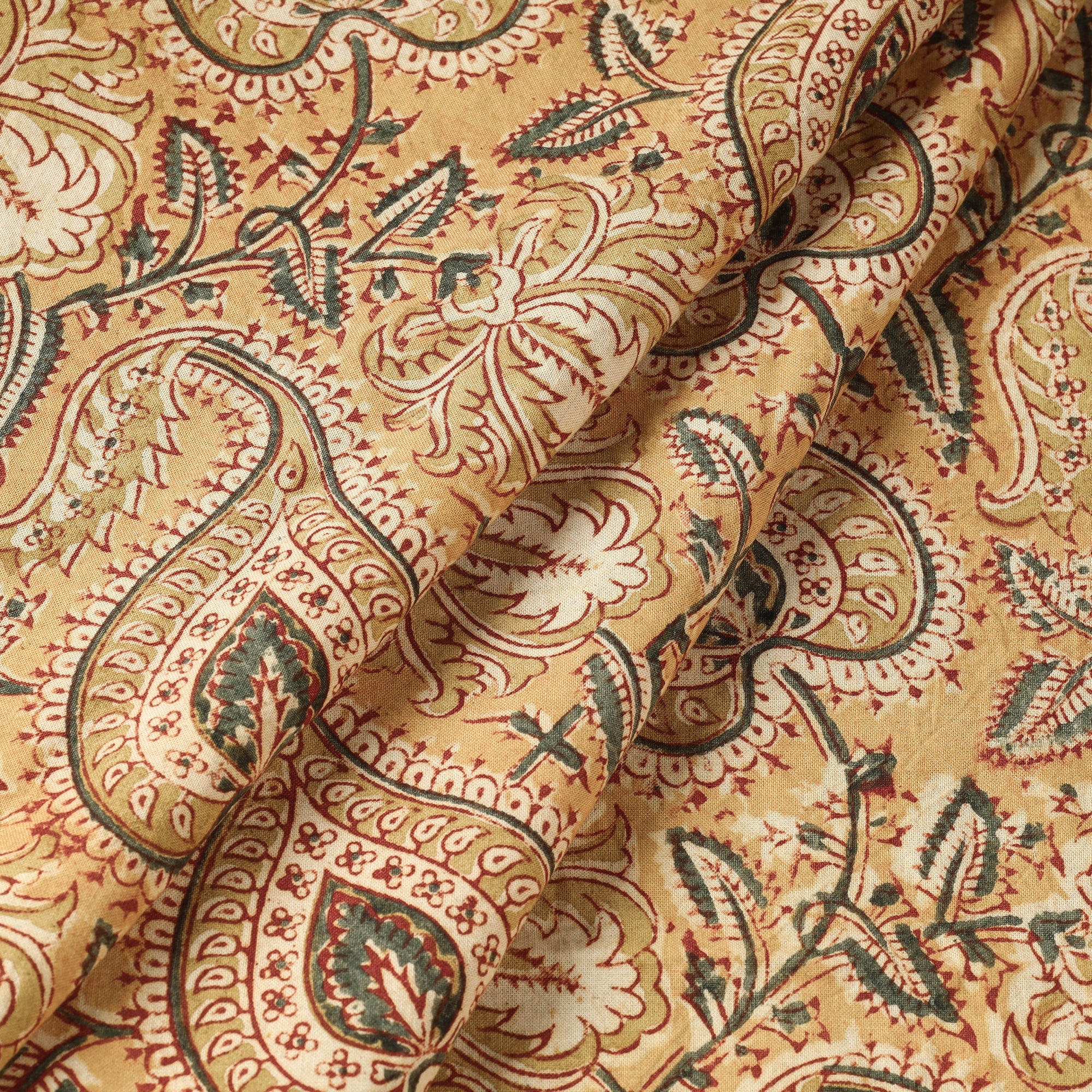 PITCHUKA SRINIVAS KALAMKARI PEDANA Beige - Pedana Kalamkari Hand Block Printed Cotton Fabric - view 2