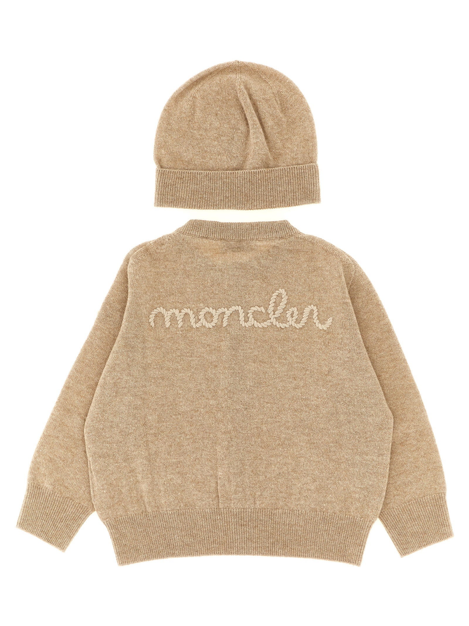Moncler Enfant Cardigan + Logo Embroidery Beanie - view 2