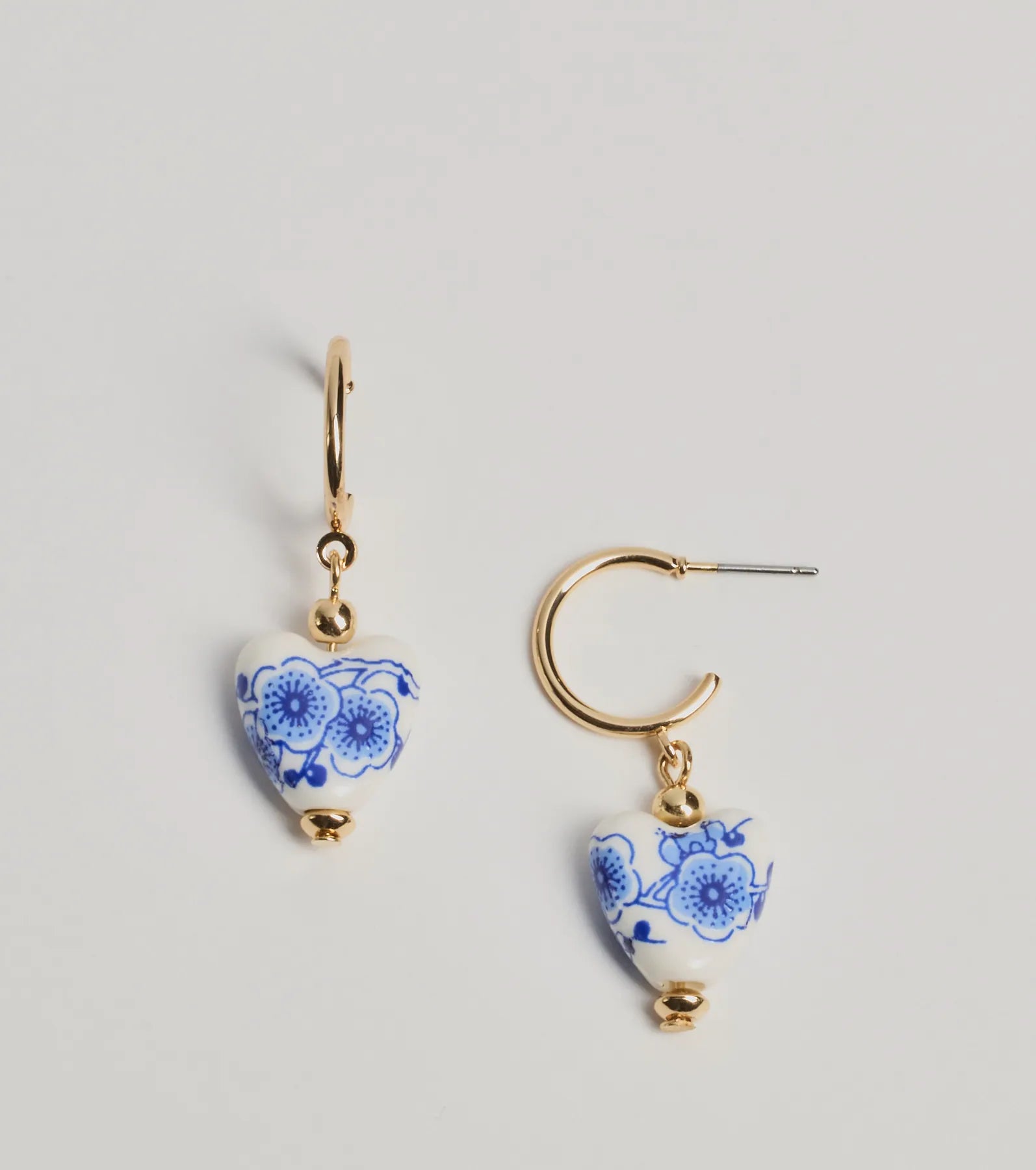 Windsor Adorably Dainty Ceramic Heart Small Hoop Earrings