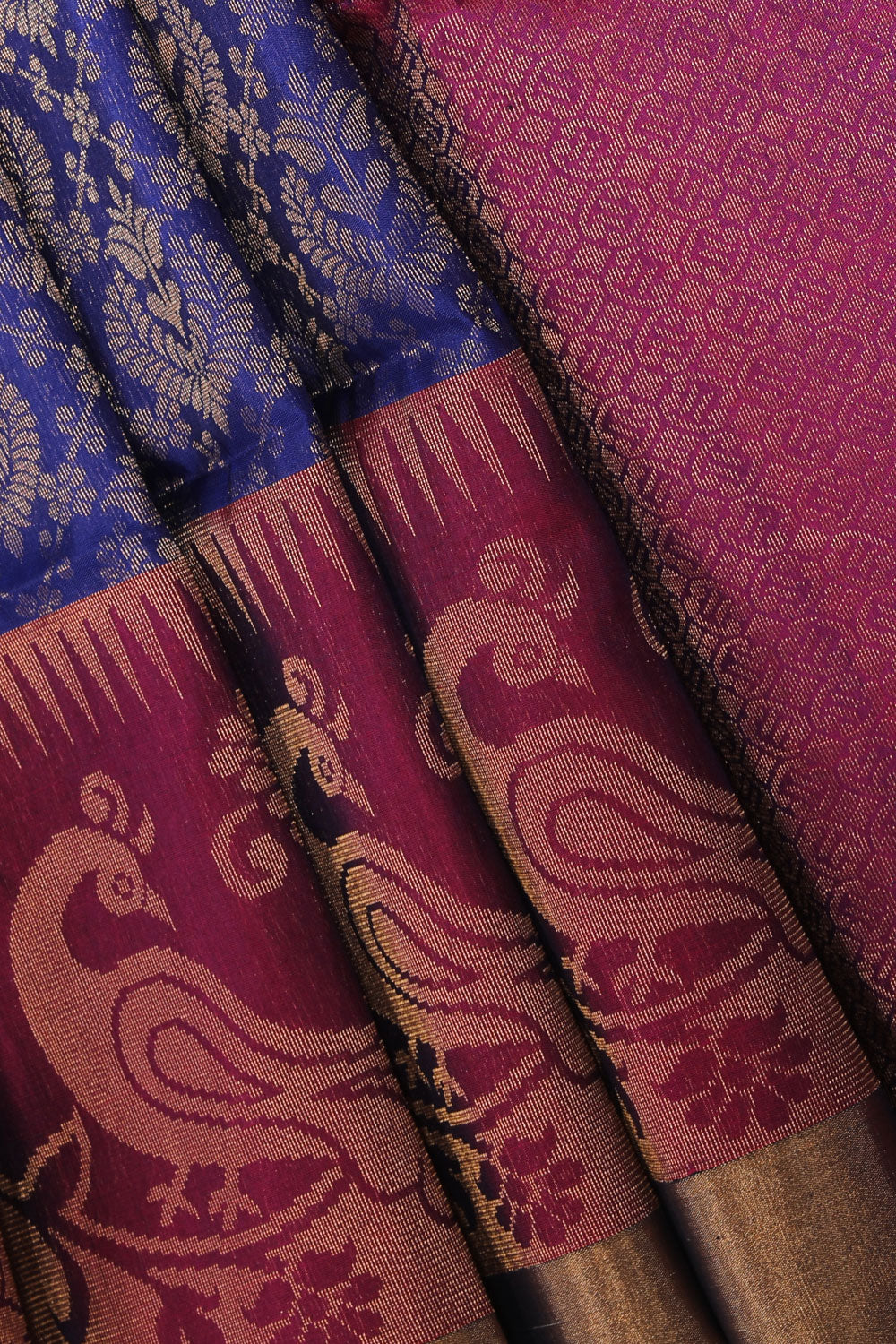 Kalanjali Gorgeous Gold-Brocade Purple Saree – Women's - view 2