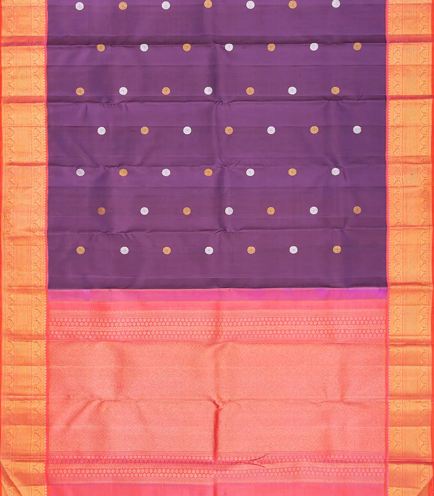 RmKV Lilac Handloom Kanchipuram Korvai Silk Saree With Buttas-Lilac - view 2