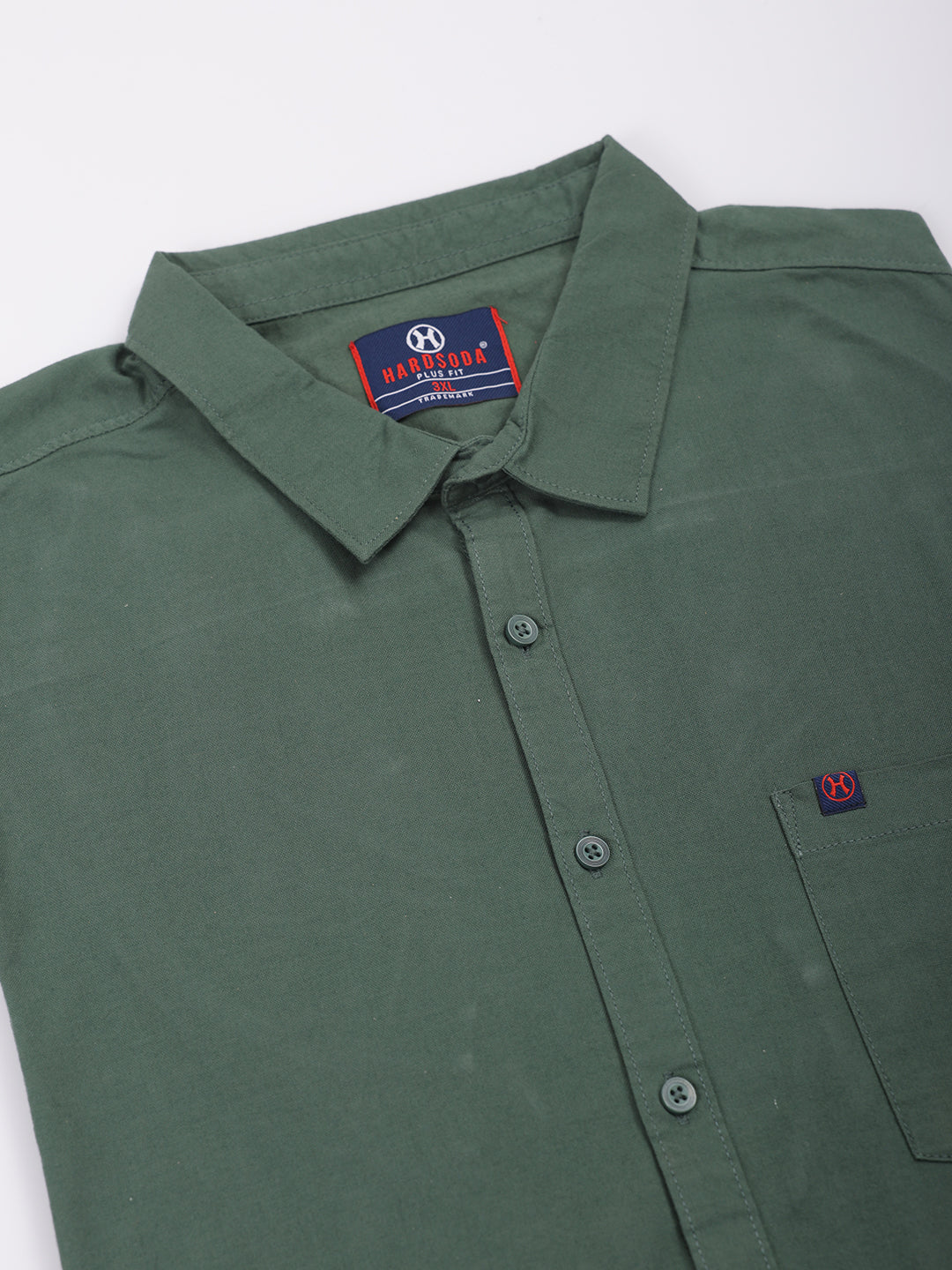 HARDSODA Men's Plus Size Green Regular Fit Solid Casual Shirt - view 7