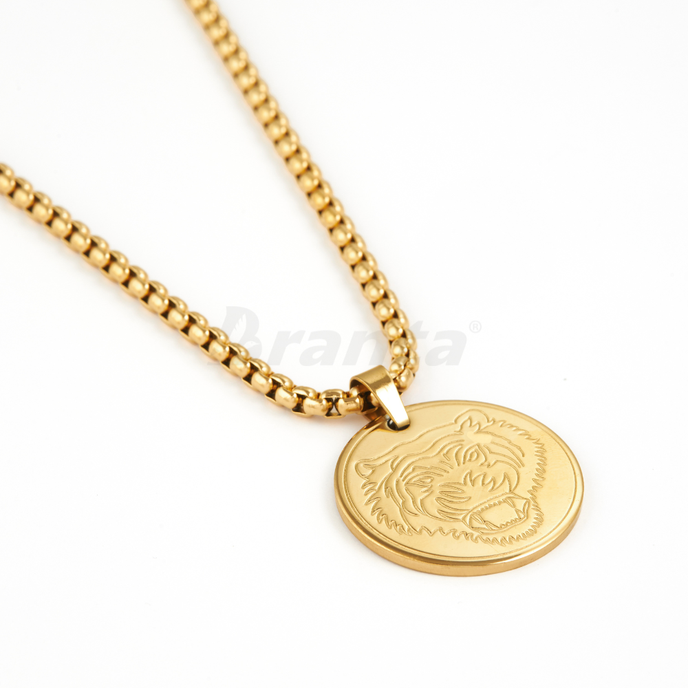 Branta Tiger Gold Stainless Steel Pendant Necklace For Men
