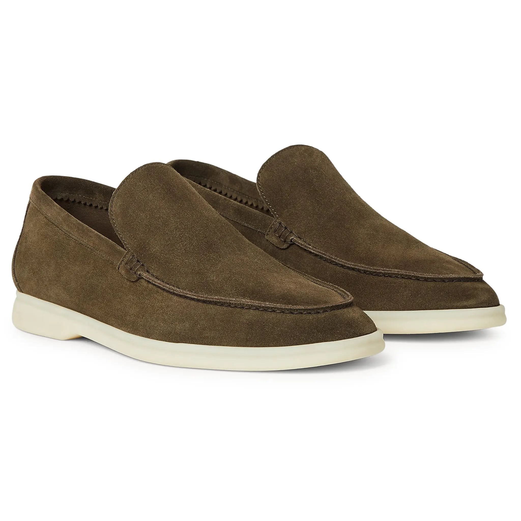 Loro Piana Summer Walk Suede Grey Moss Loafers - view 2