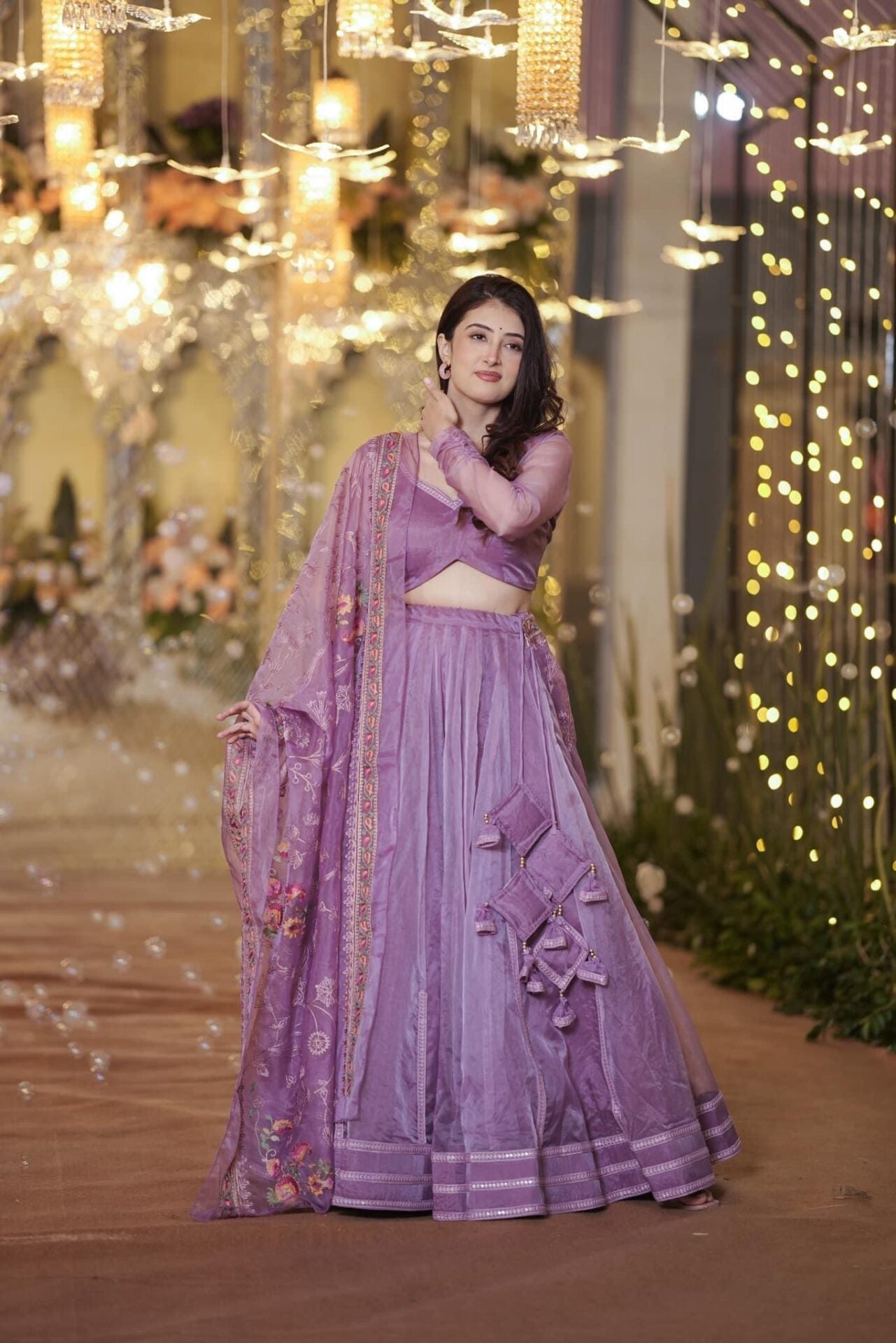 Idaho-o Inara purple organza lehenga set – Women's