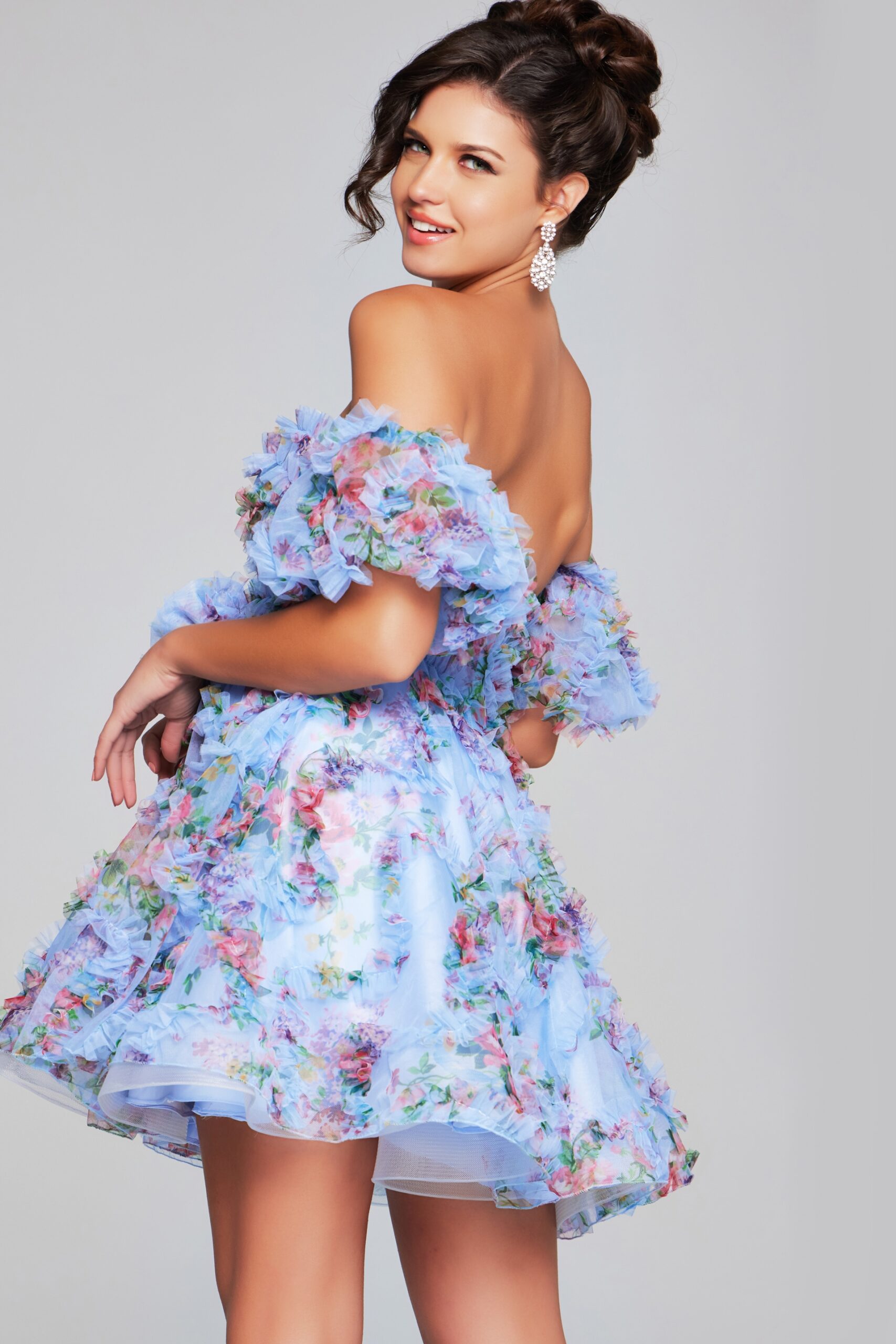 Jovani 42573 A Line Short Homecoming Printed Cocktail Dress - view 2