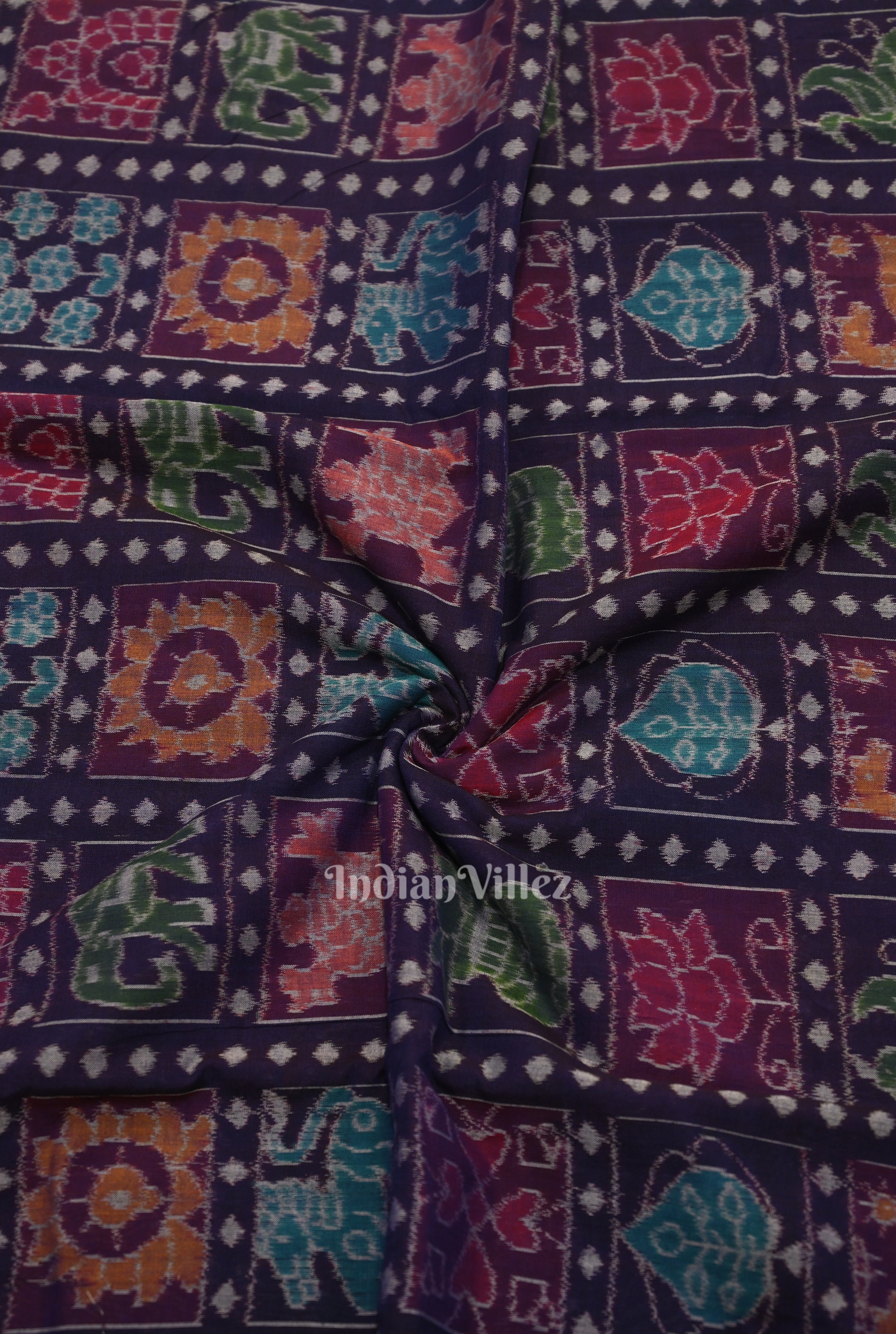 IndianVillèz Blue Nabakothi Sambalpuri Ikat Cotton Fabric