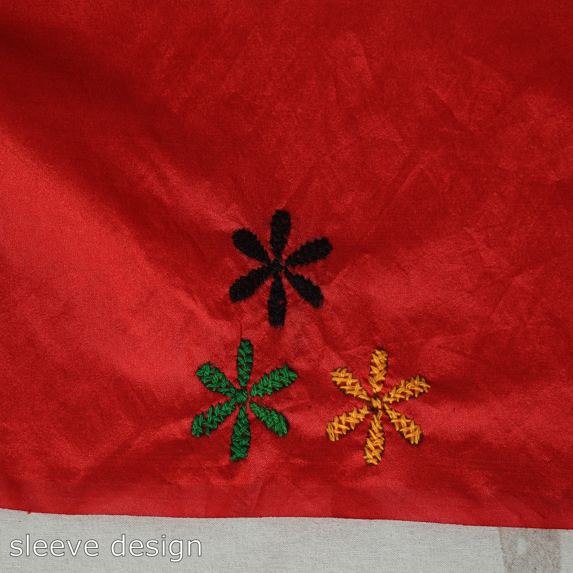 ITOKRI CRAFTS INITIATIVE Red - Bengal Nakshi Kantha Embroidery Silk Saree 63 - view 6