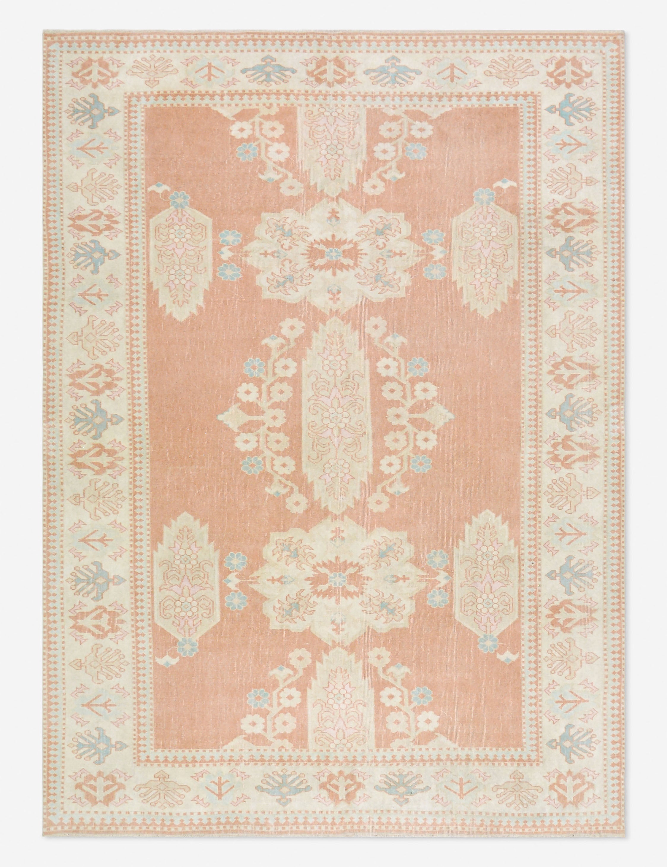 Lulu and Georgia Vintage Turkish Hand-Knotted Wool Rug No. 490, 6' 8" x 9'