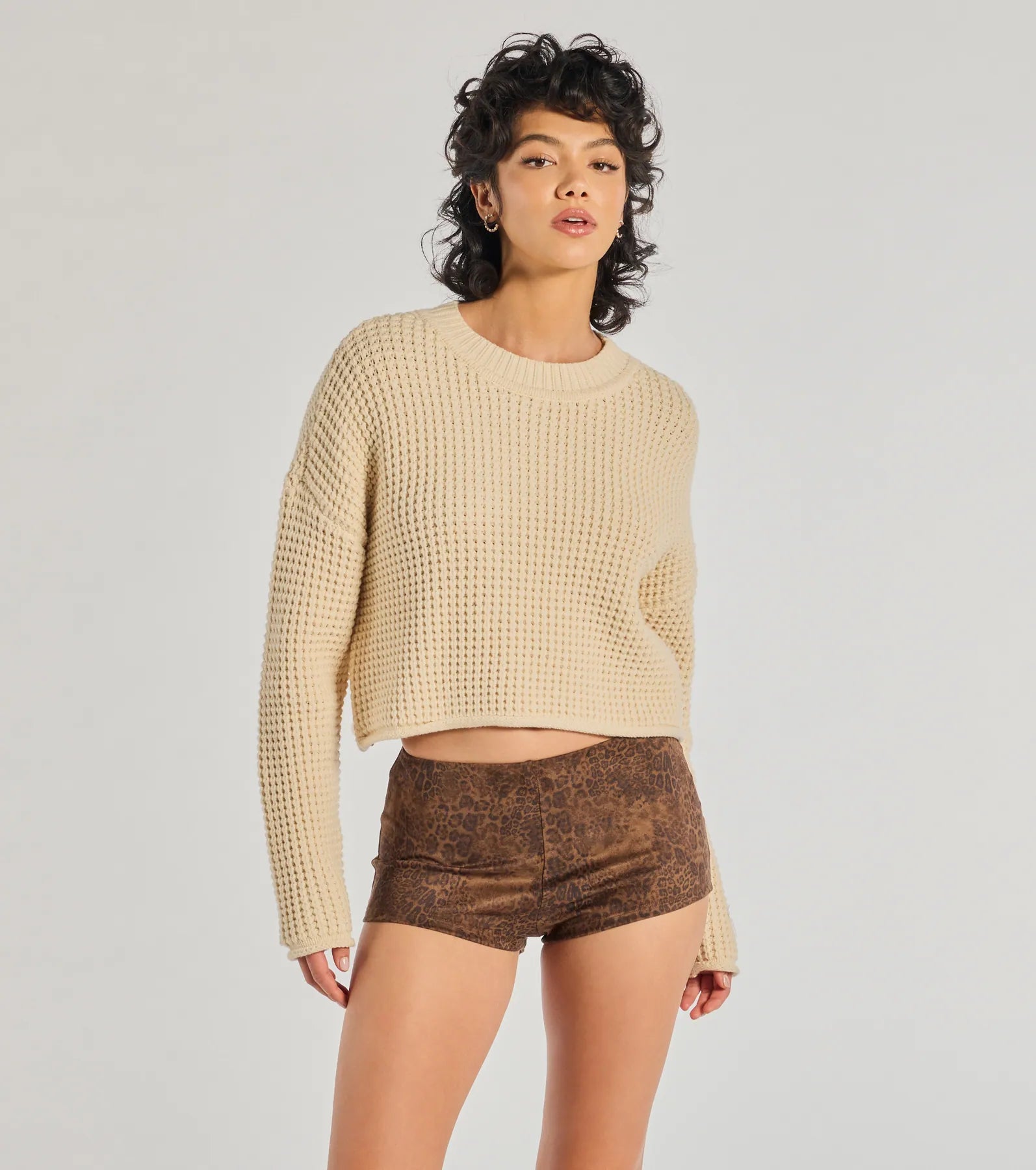 Windsor Coziest Style Waffle Knit Crew Neck Sweater