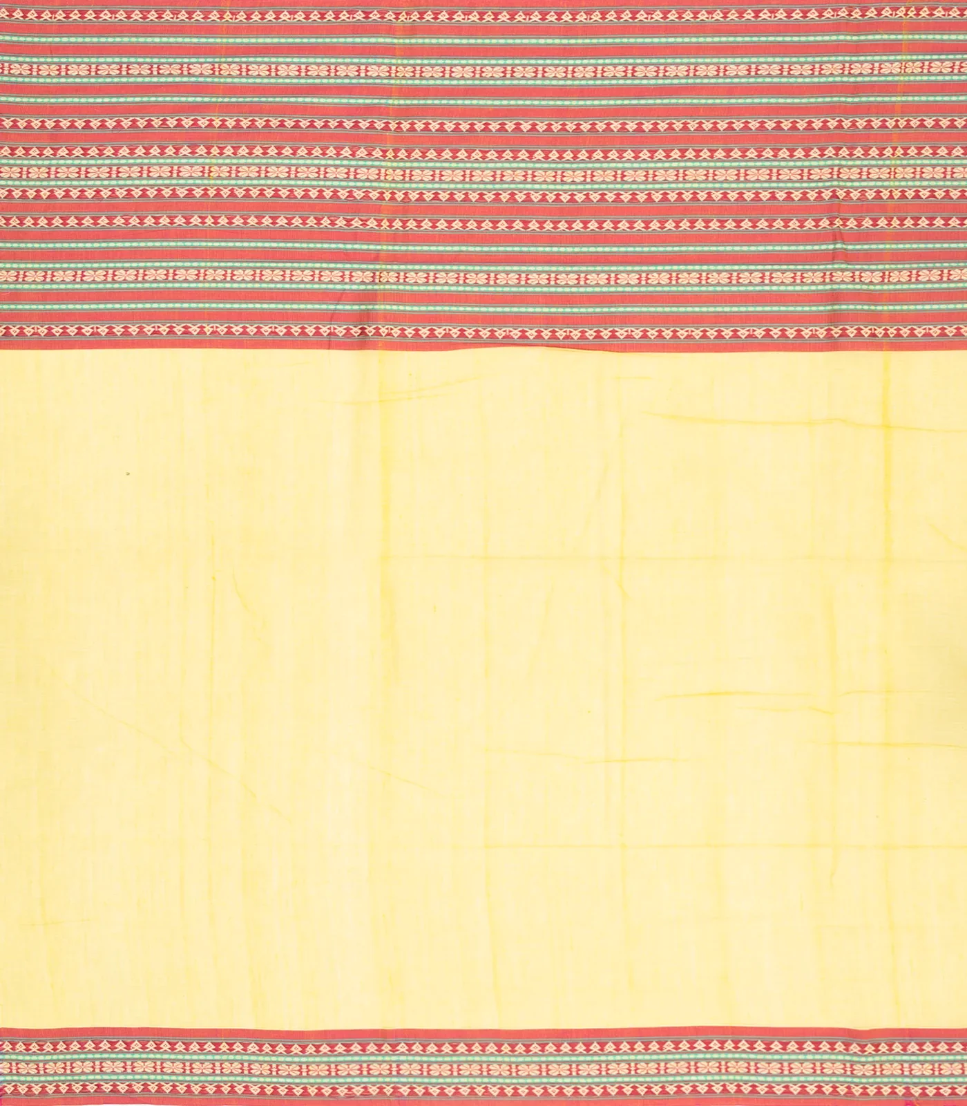 RmKV Lemon Yellow Handloom Bengal Cotton Saree With Contrast Border - view 4