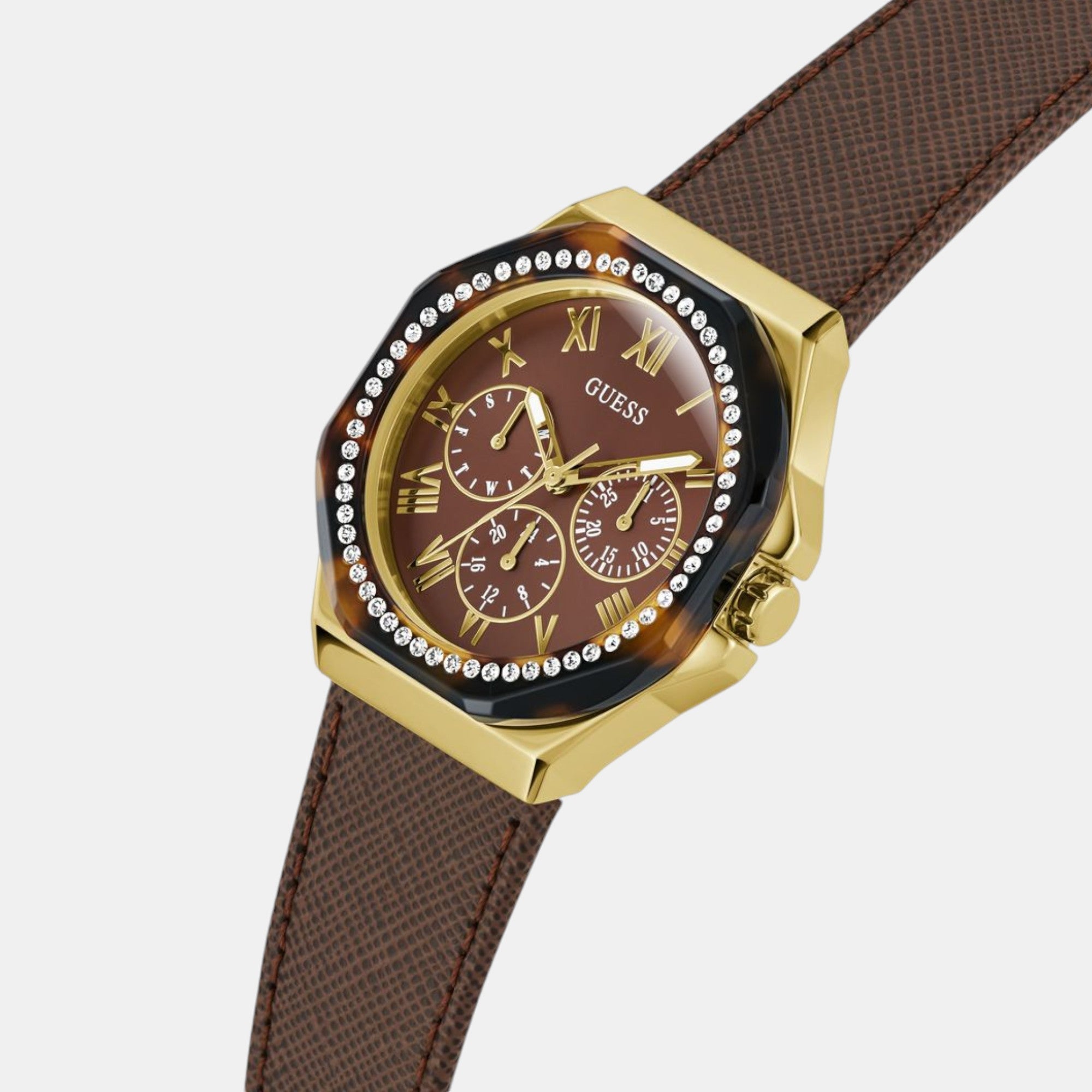 Guess Glaze Women Quartz Brown Dial Multi-Function Leather Watch GW0753L3 - view 3