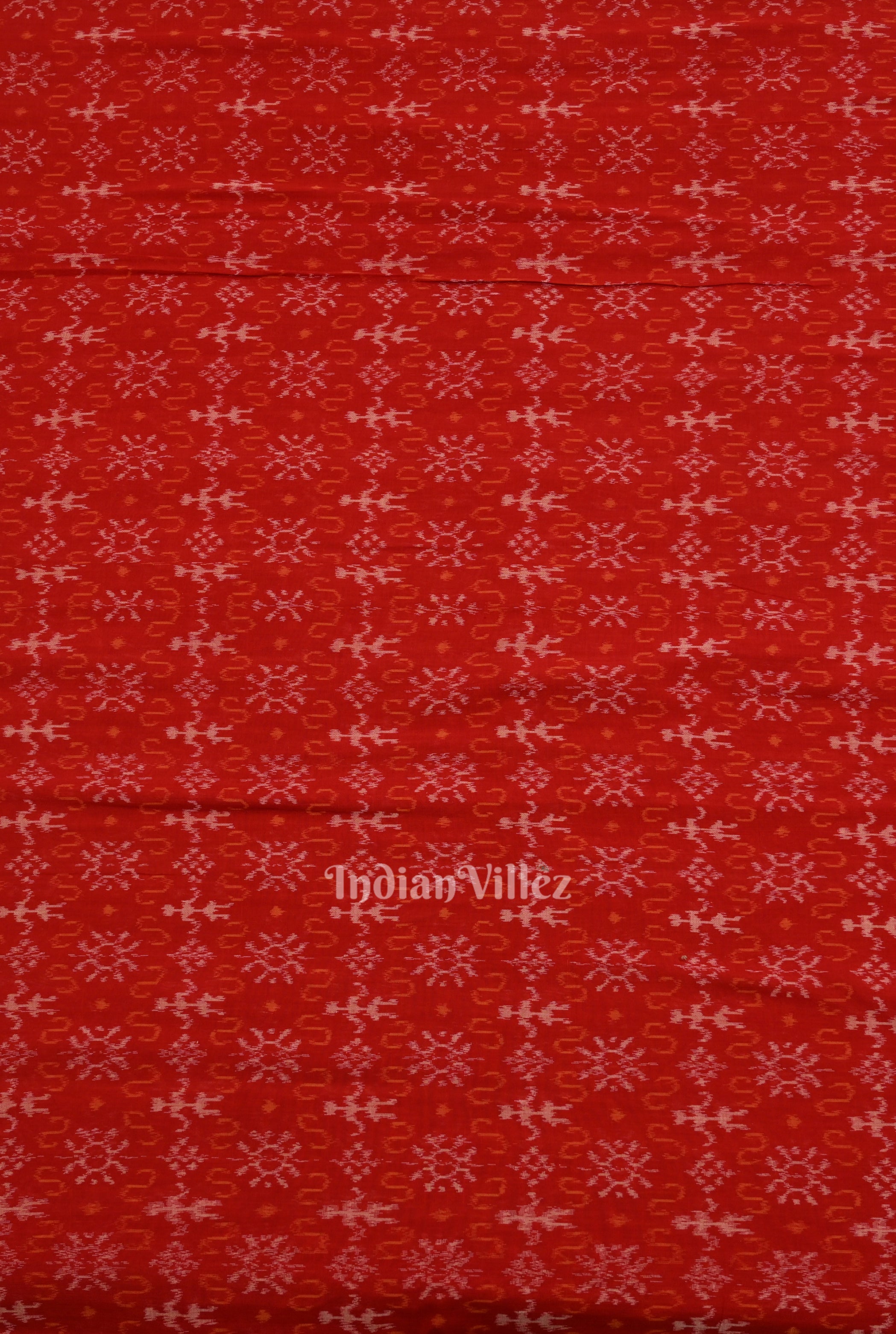 IndianVillèz Red Tribal Theme Sambalpuri Ikat Cotton Fabric - view 3